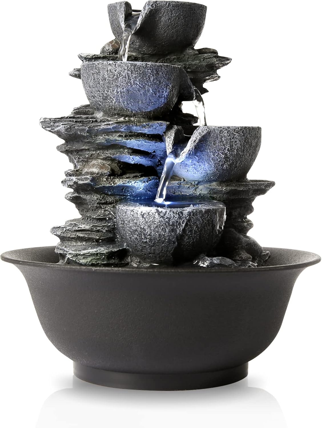 WICHEMI Indoor Waterfall Fountain with LED Light