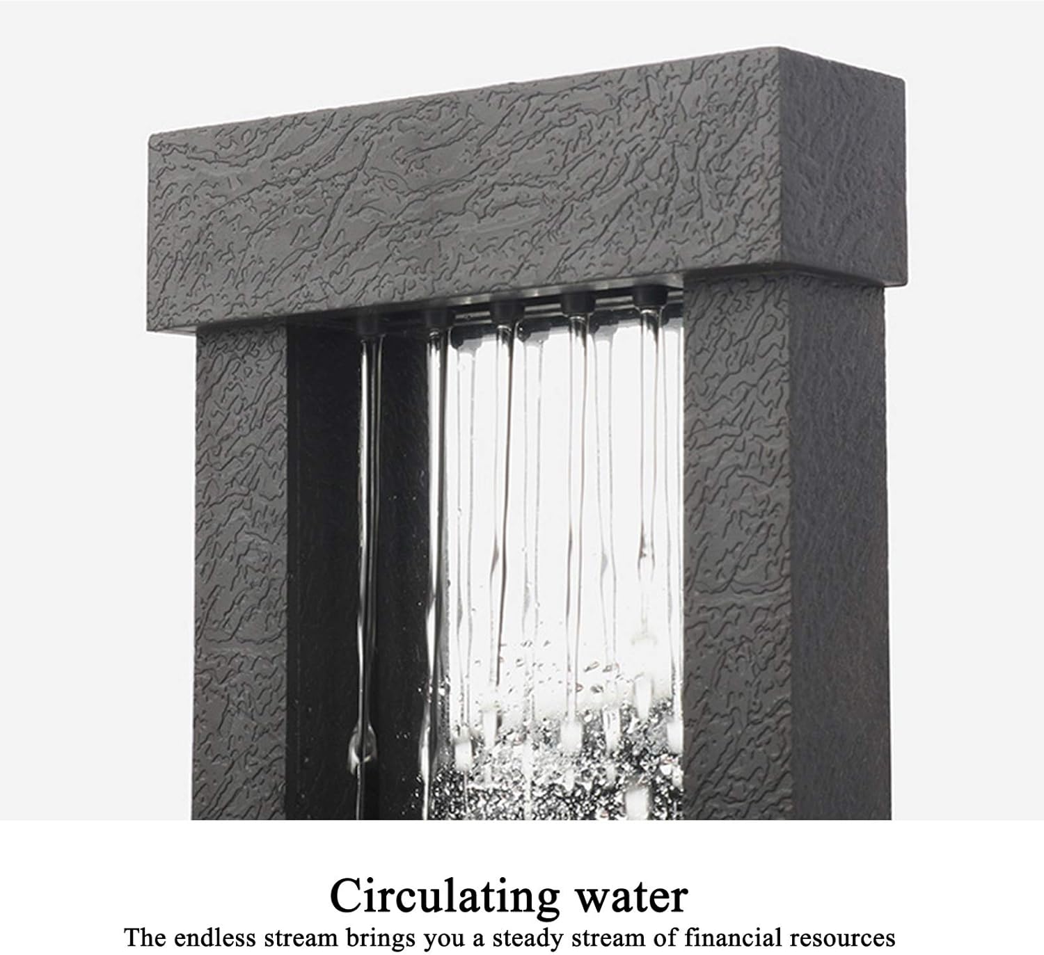Tabletop Fountain with LED Lights and Stones for Home Office