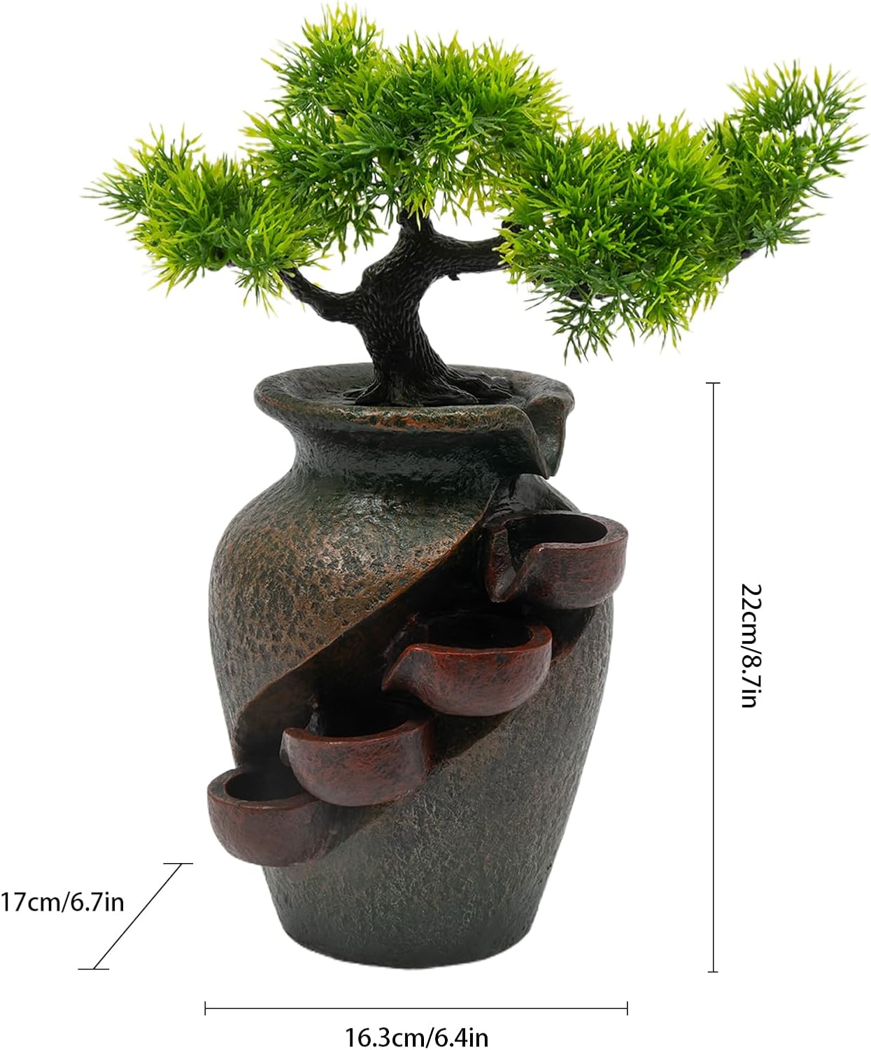 Tabletop Fountain 25W Mini Waterfall Indoor Decor 87 Inch Brown