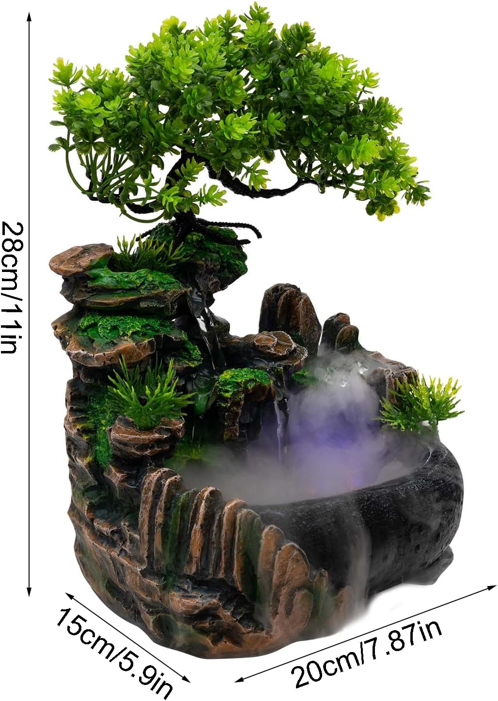 11-Inch Tabletop LED Waterfall Fountain with Atomizer