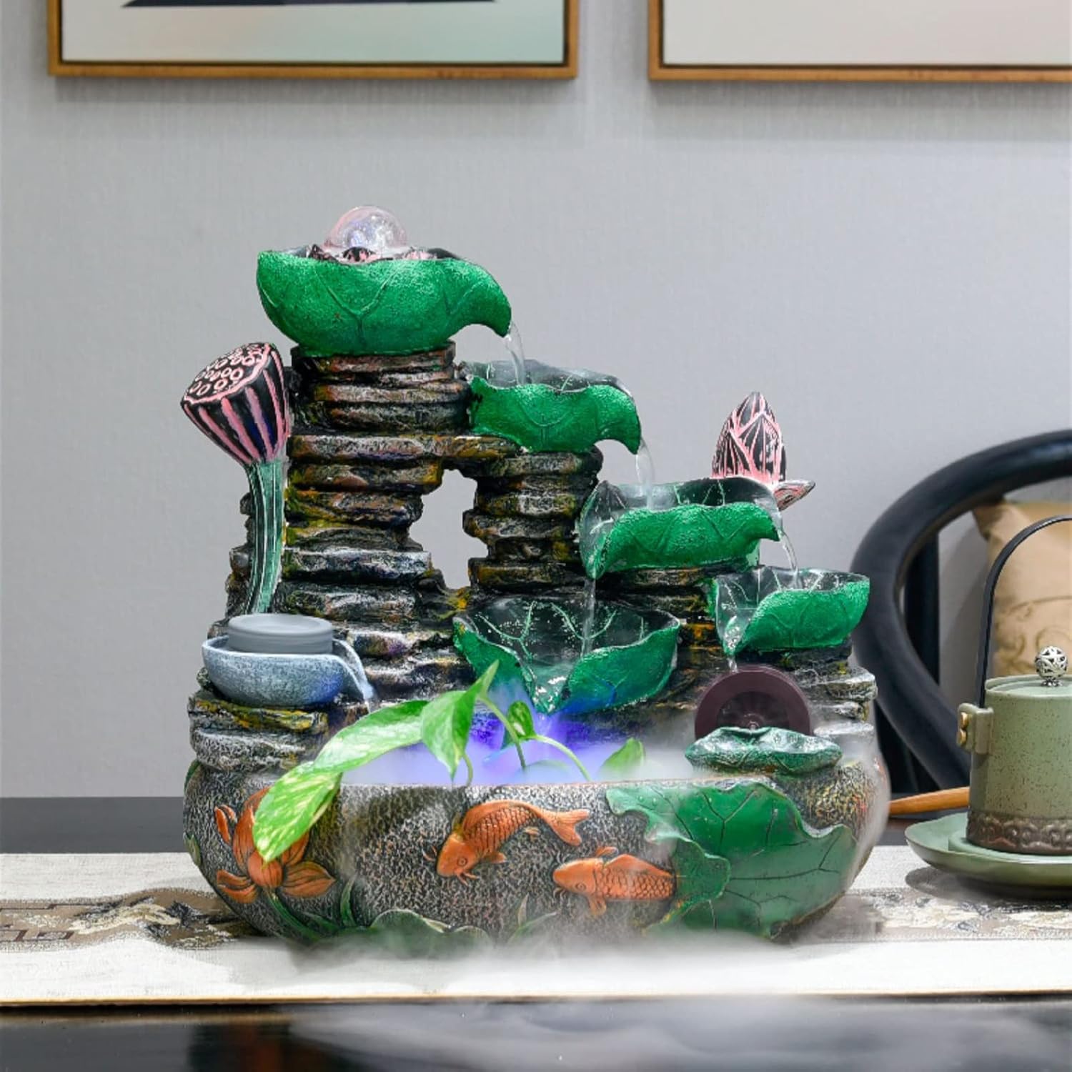 Xilin-872 Resin Indoor Fountain with Water Mist and Pump