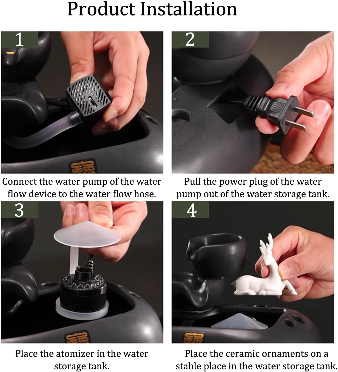 Creative Ceramic Water Circulation Tabletop Fountain with Atomizer