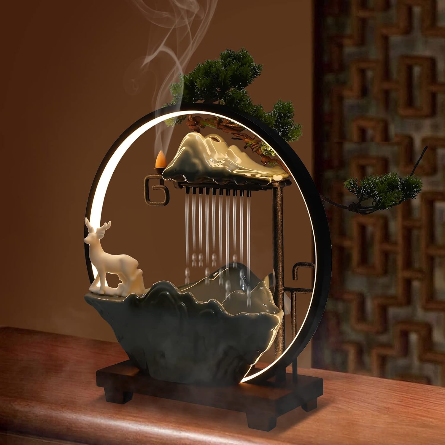CNCEST Tabletop Water Fountain with Mist LED