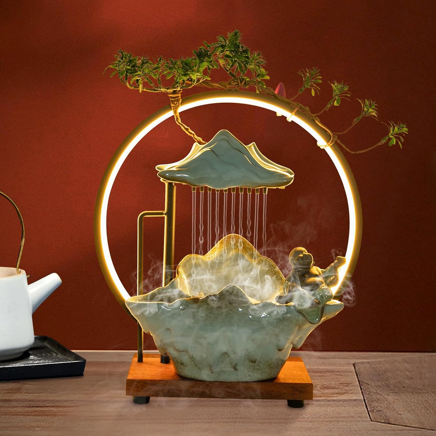 Zen Desktop Water Fountain with LED and Fog