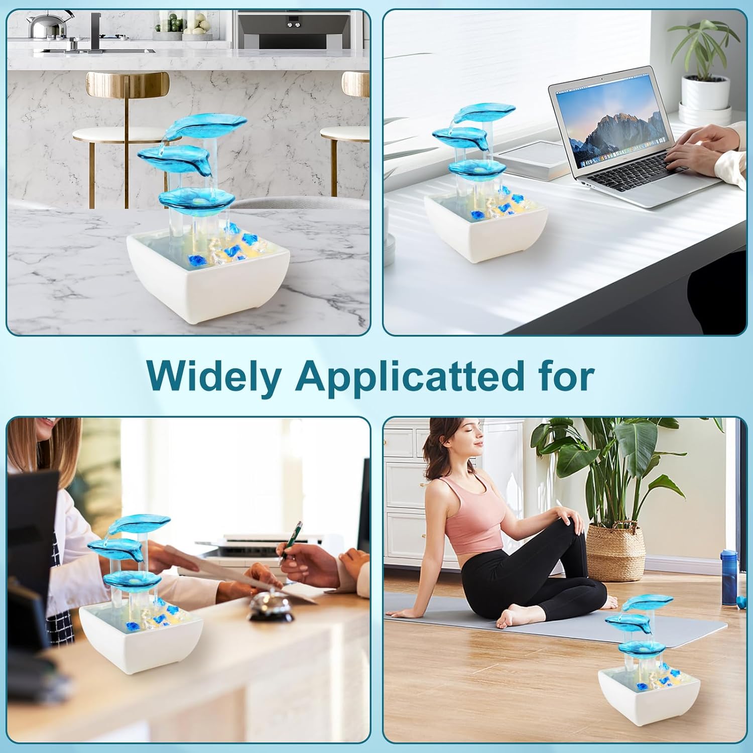 Epeecehomie Ceramic Tabletop Fountain - Blue Zen Decor for Home and Office