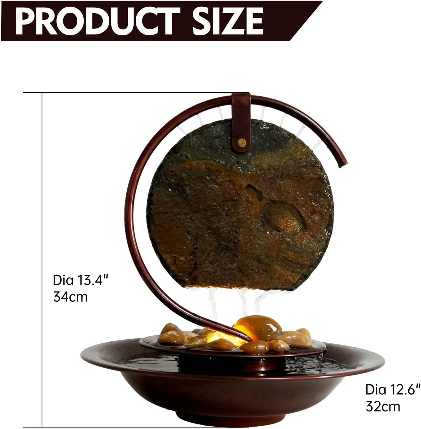 Indoor Waterfall Fountain with Light for Home Office Decor