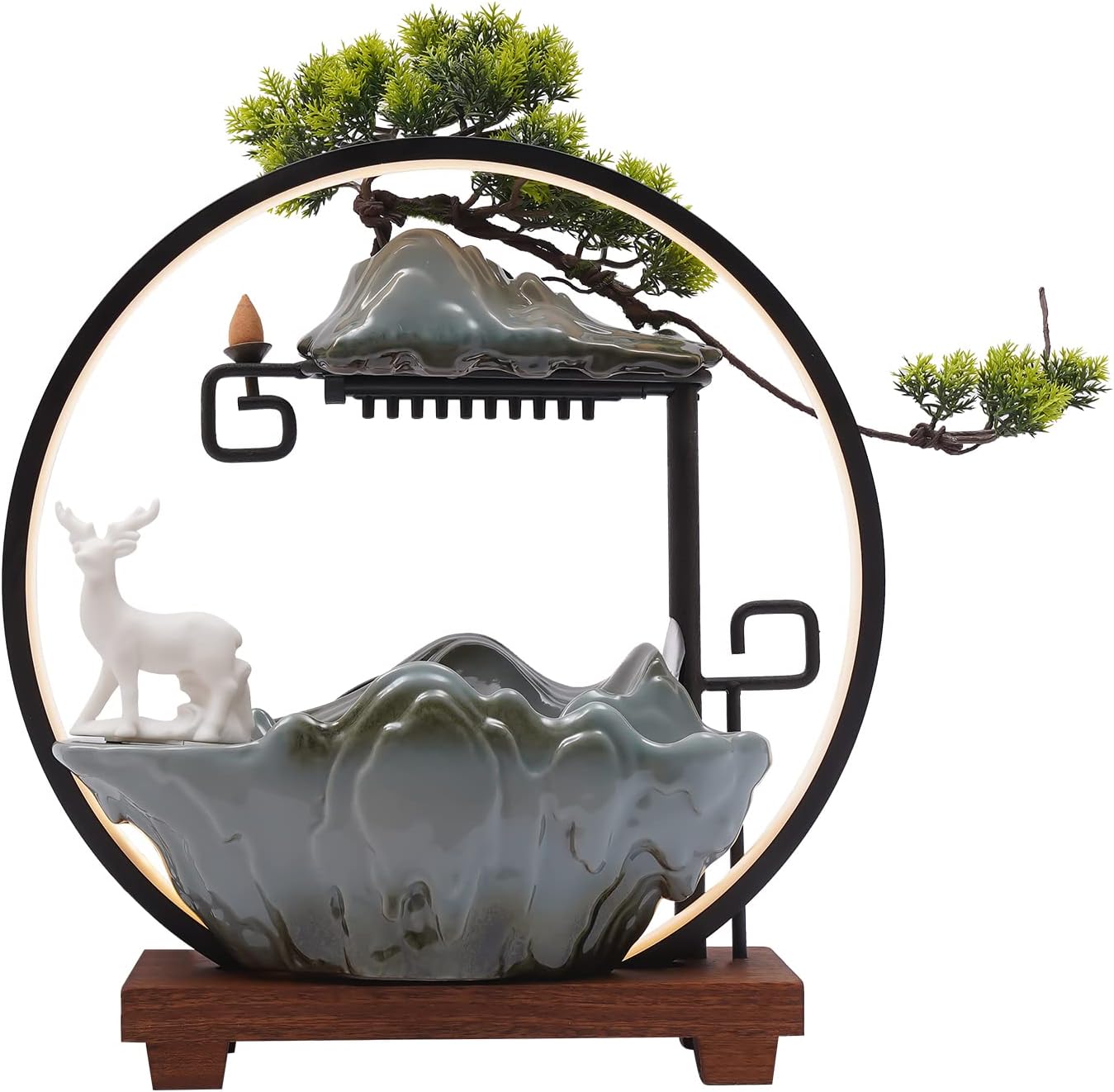 Tabletop Water Fountain with Mist LED and Feng Shui Decor