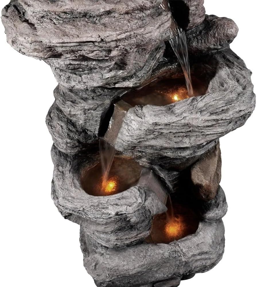 Outdoor Cascading Bowls LED Water Fountain for Garden and Porch
