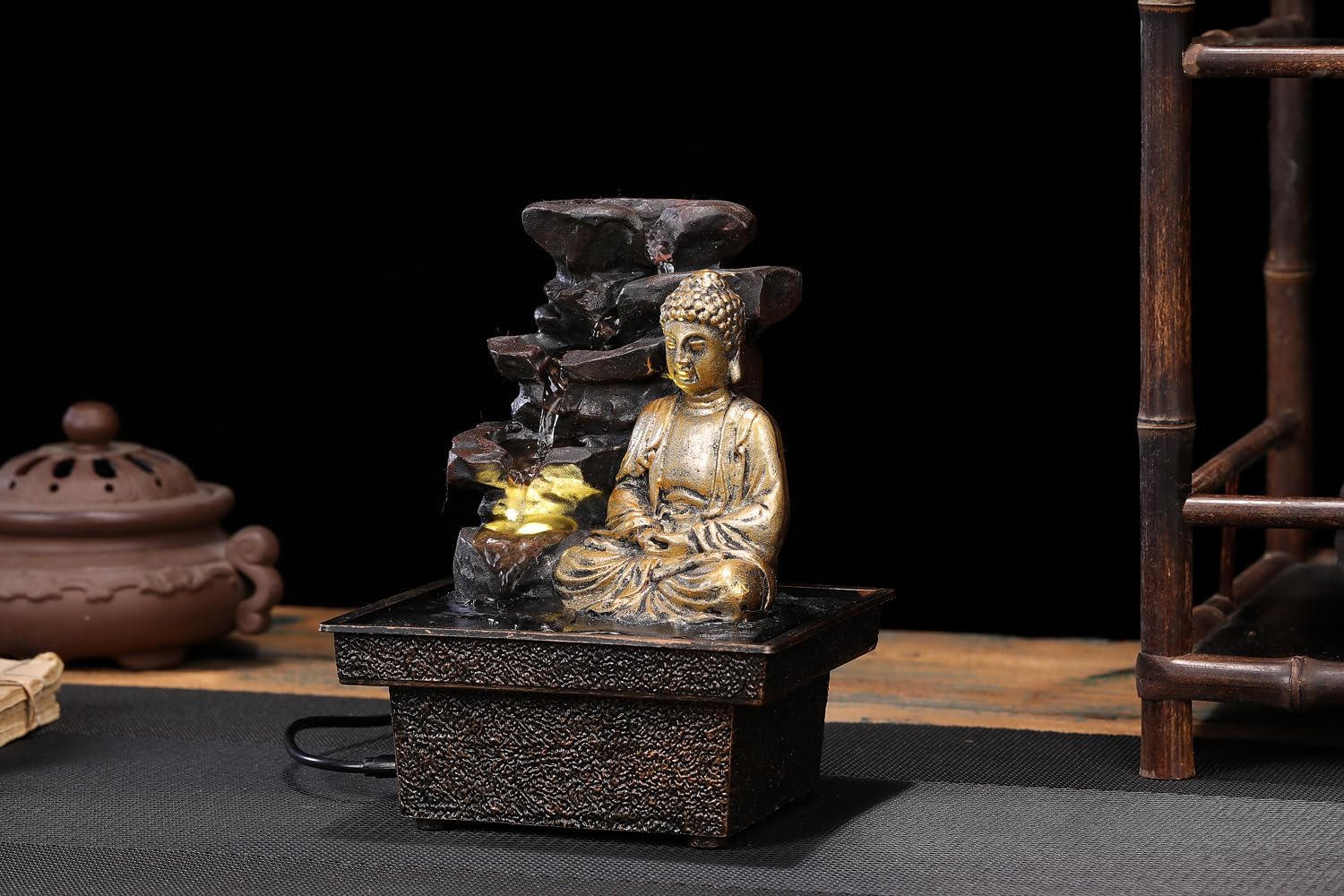 Seyee Bro Tabletop Water Fountain Buddha Statue
