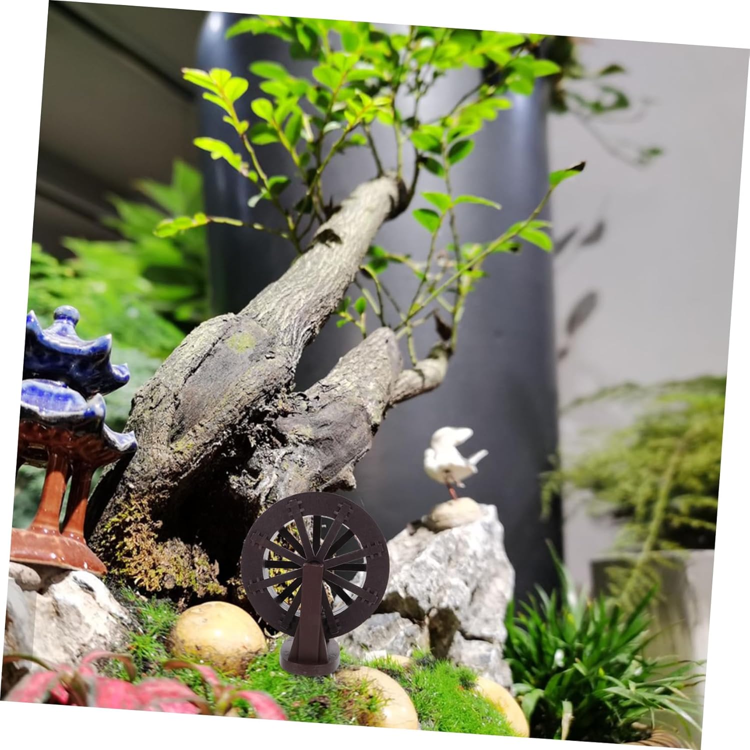 DIY Waterfall Fountain Water Wheel Accessory with Bracket for Indoor Zen Garden Home Office Decor