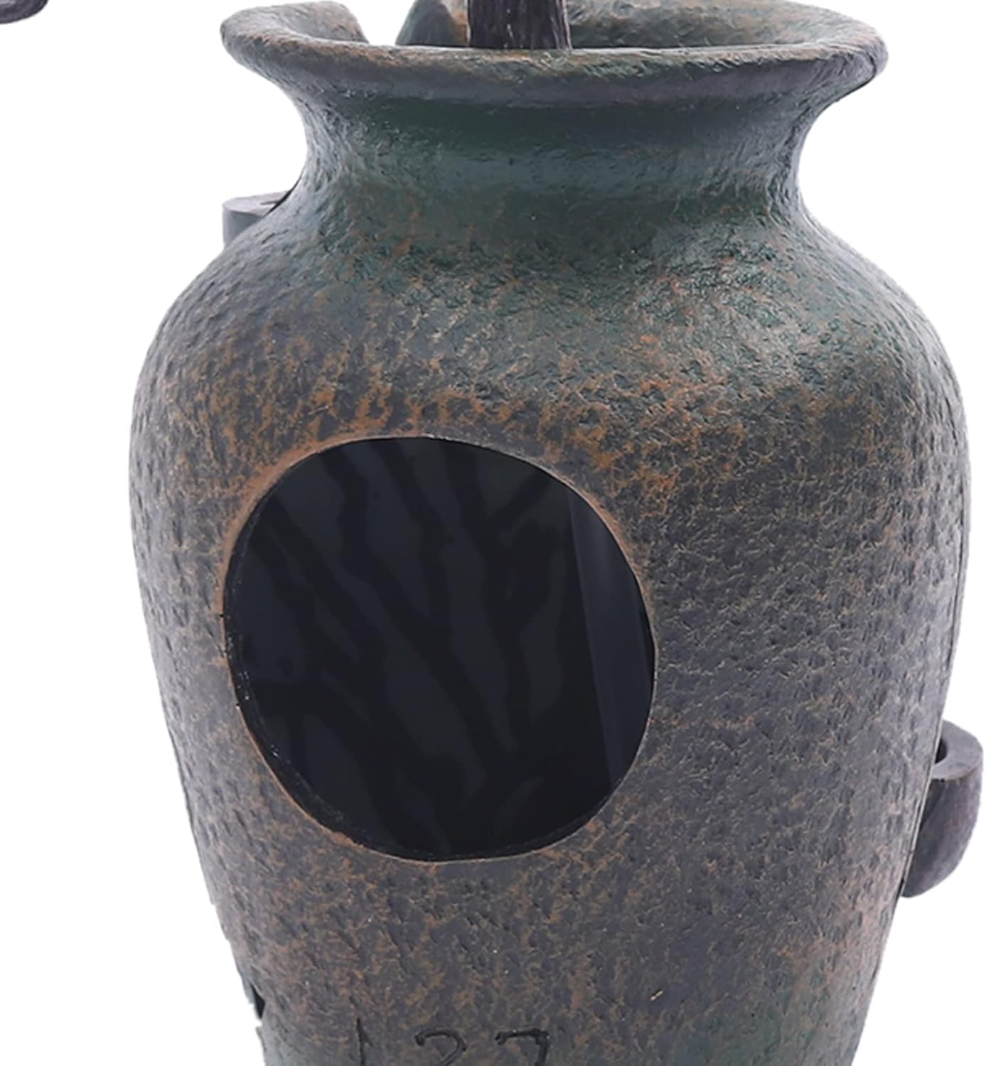 Tabletop Water Fountain with Artificial Flowers for Home Decor