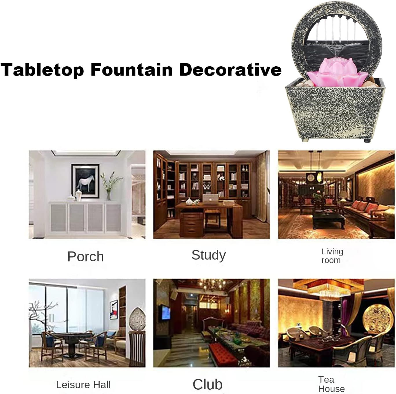 USB Powered Tabletop Fountain Ornament for Home Office