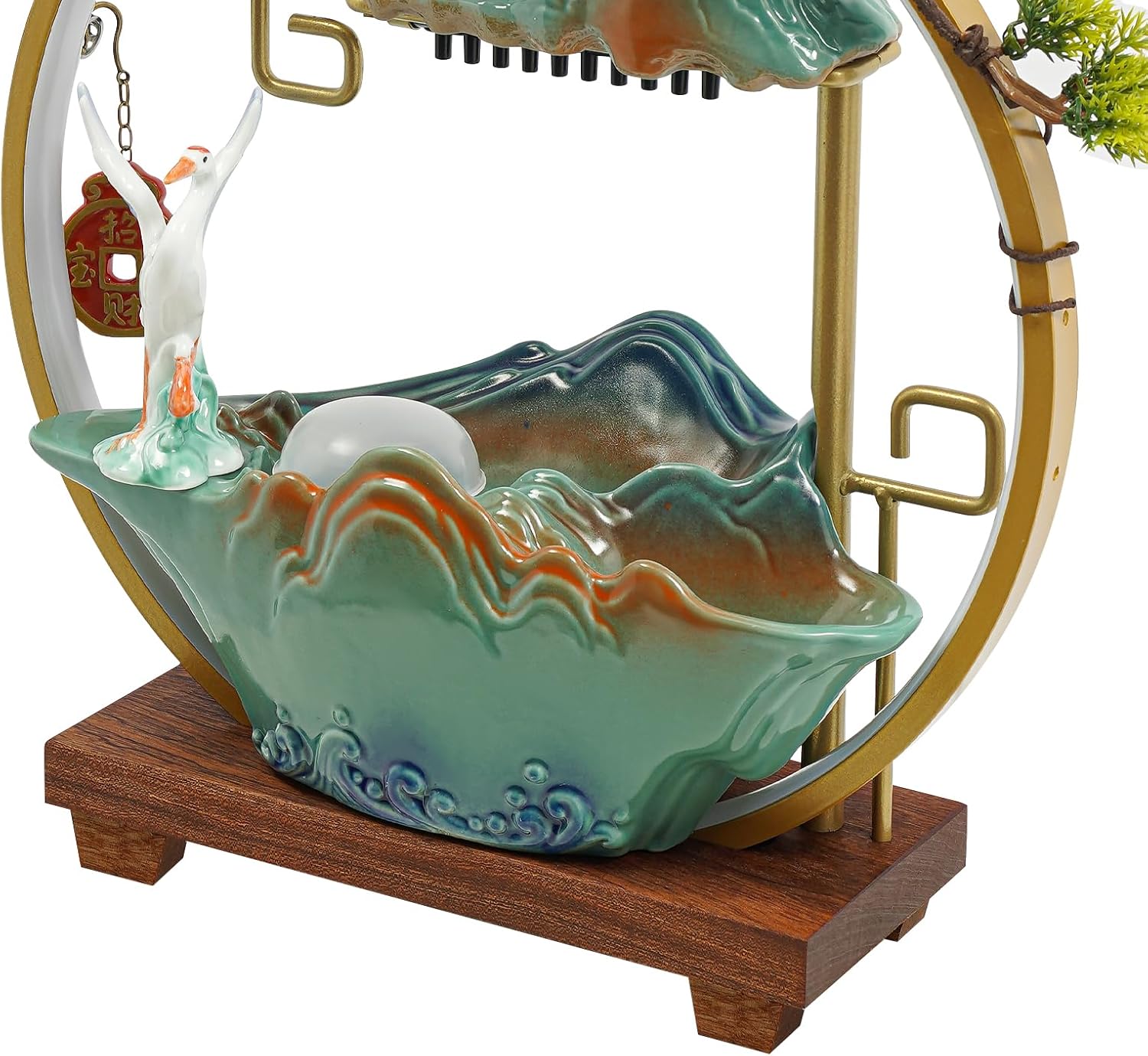 Zivisamt Crane Tabletop Water Fountain with LED Light Mist