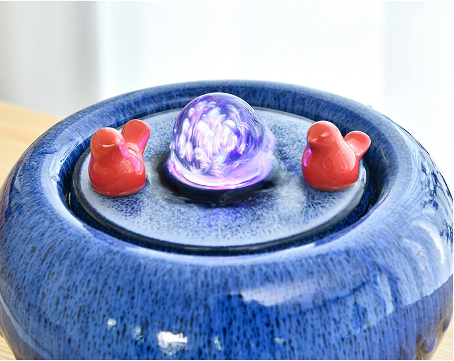 Elegant Desktop Water Fountain with LED Light and Rotatable Ball
