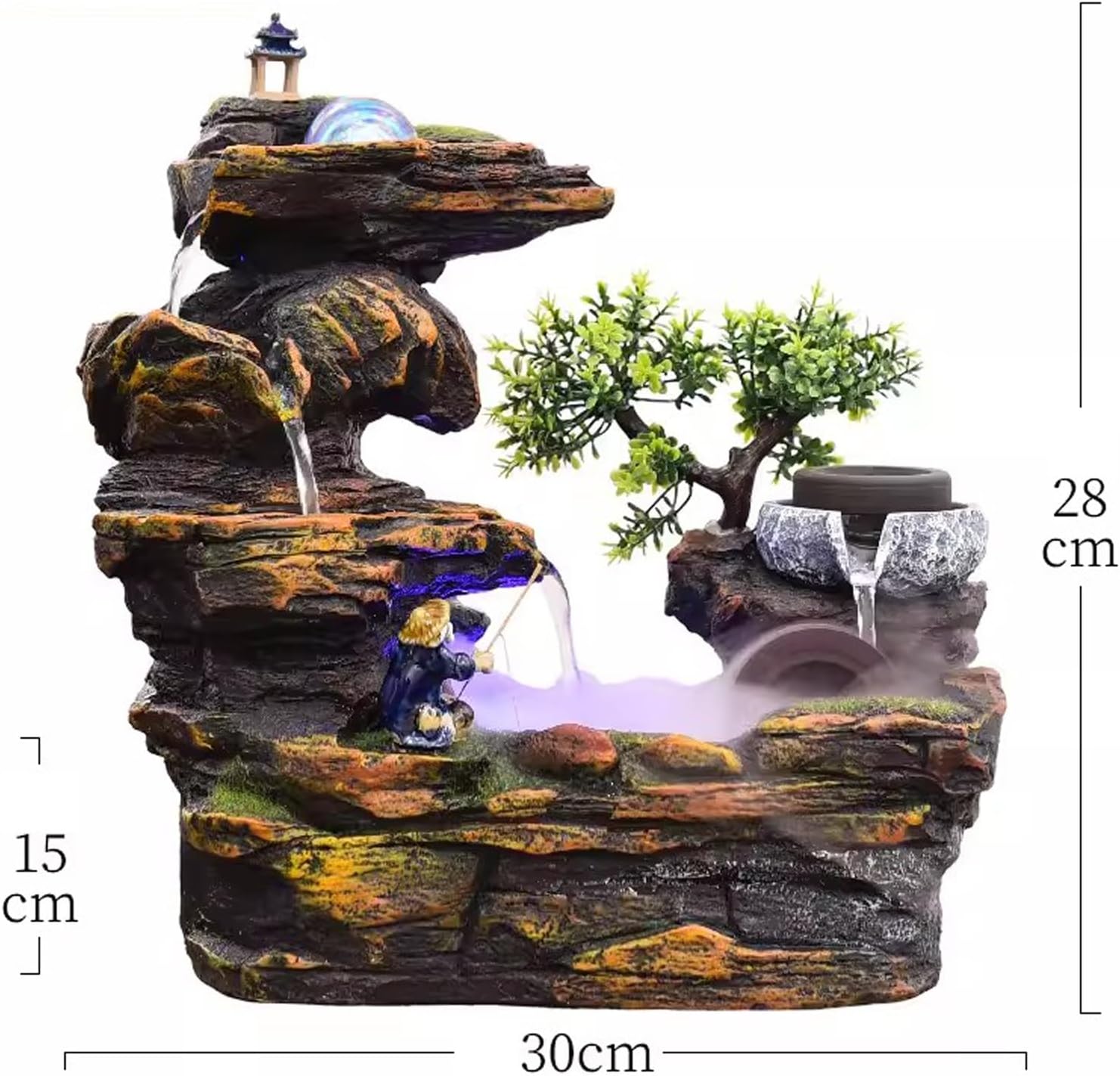 Elegant Desktop Water Fountain with Feng Shui Ball and Mist Function