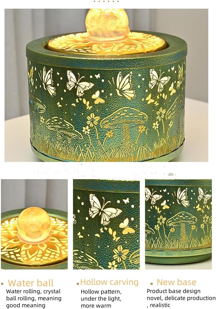 TangCHUAN Decorative Tabletop Fountain with Butterfly and Mushroom Design Home Decor