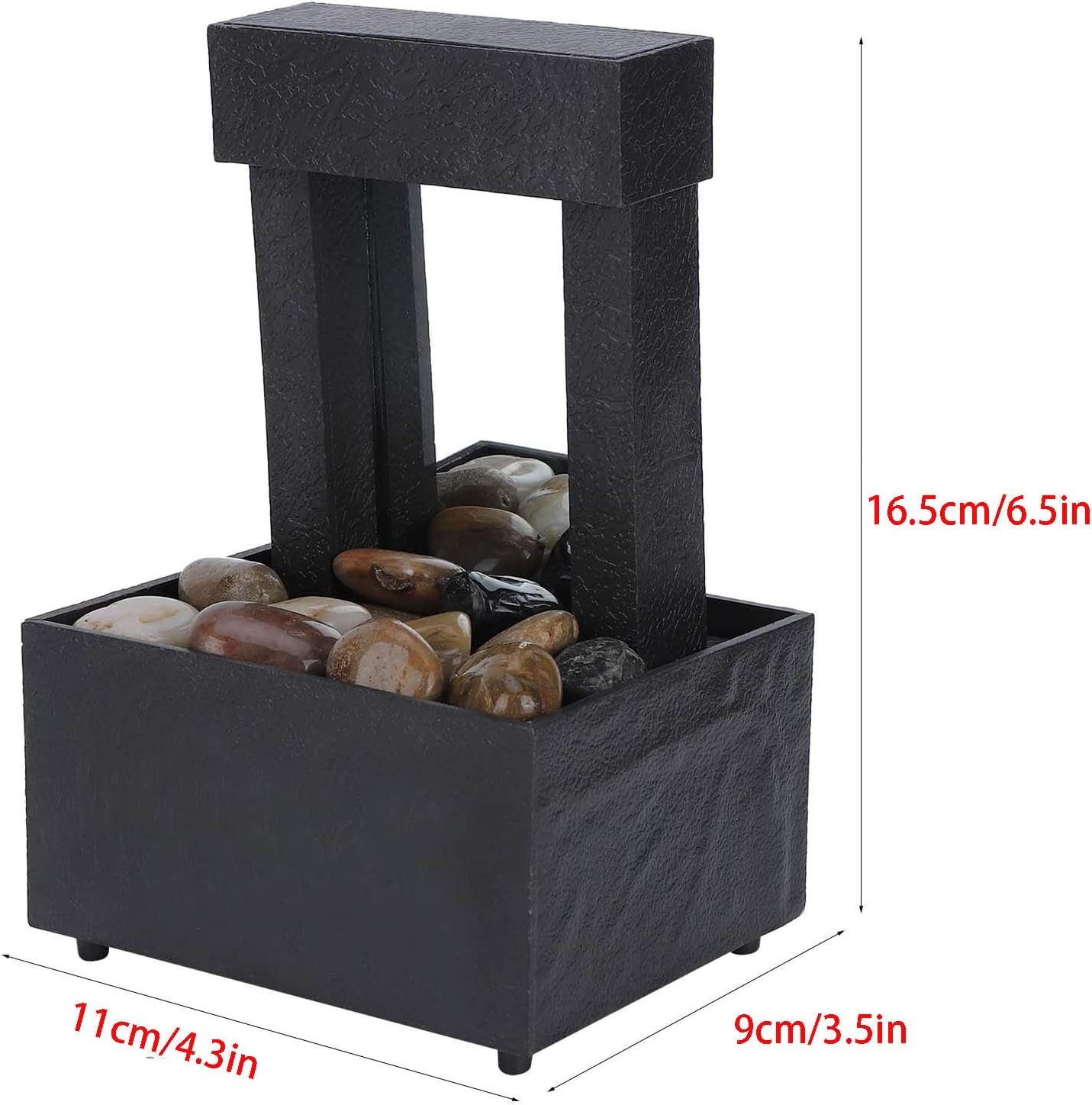 Yitengteng USB Tabletop Water Fountain with LED Light and Stones