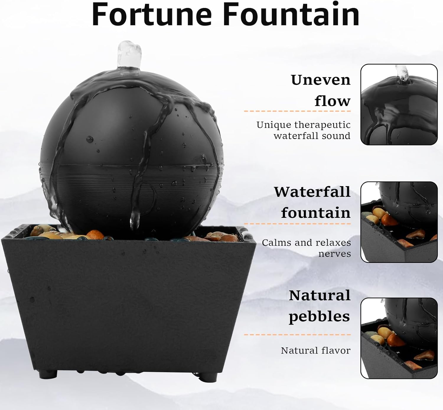 6 Inch USB Powered Tabletop Fountain with Lights