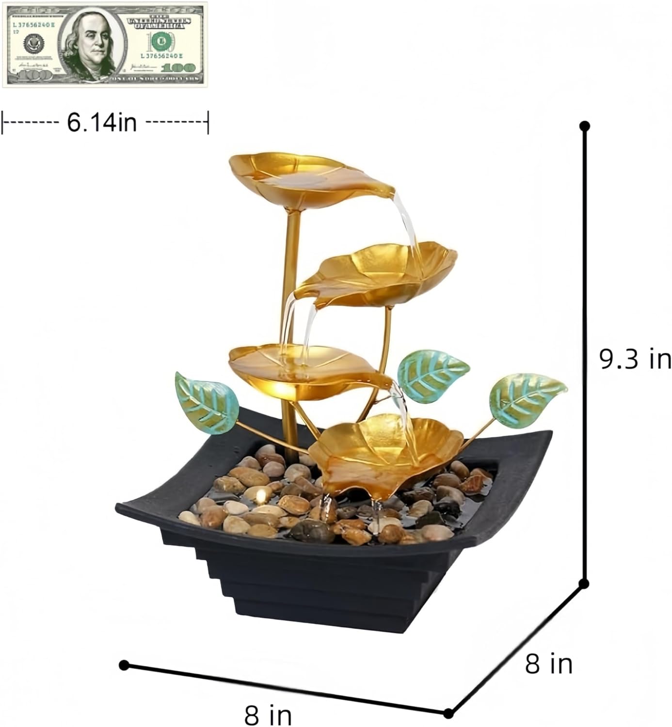 Fengshui Caishen Tabletop Water Fountain for Home Decor