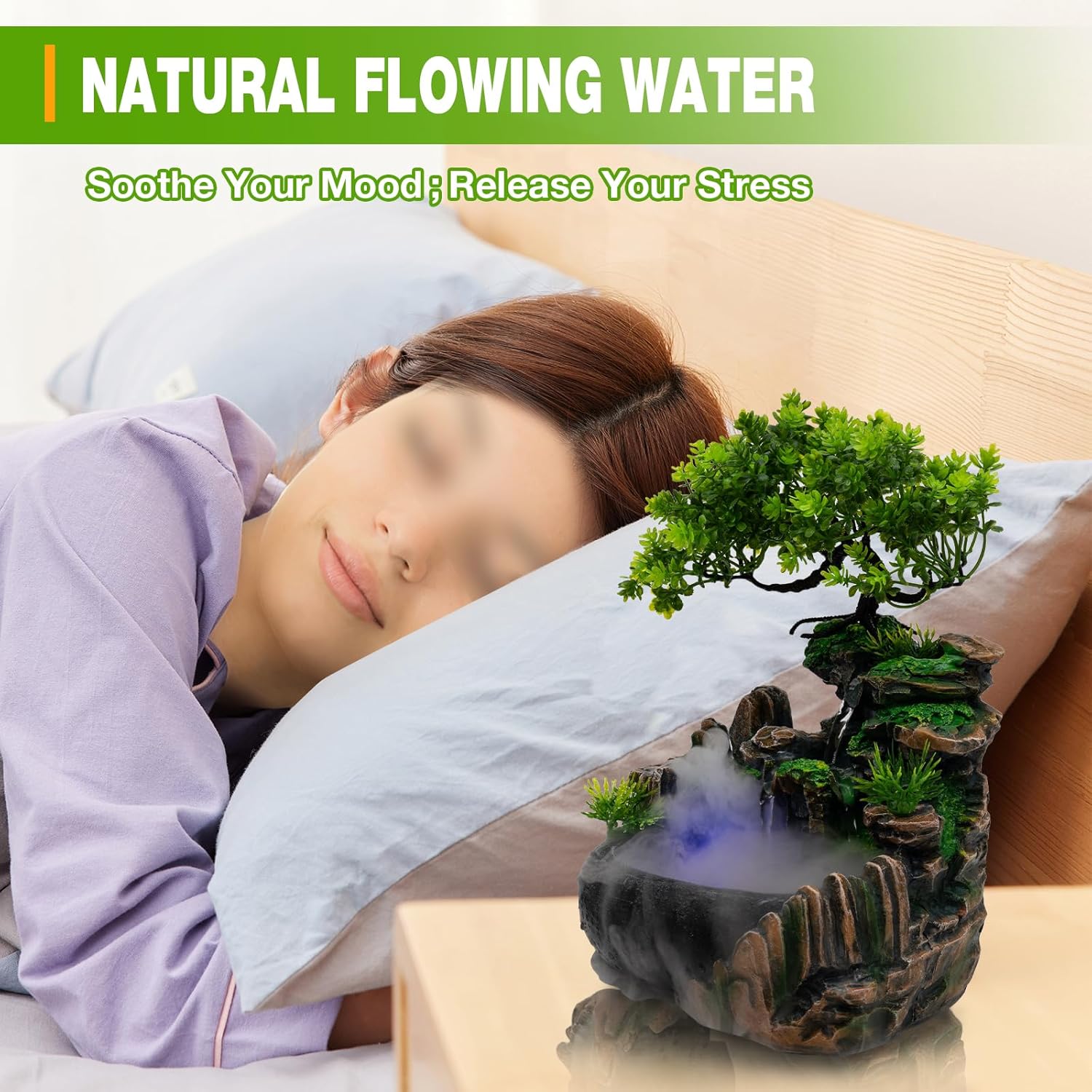 CaLaOCO Indoor Fountain Rockery with Atomizer and LED Light