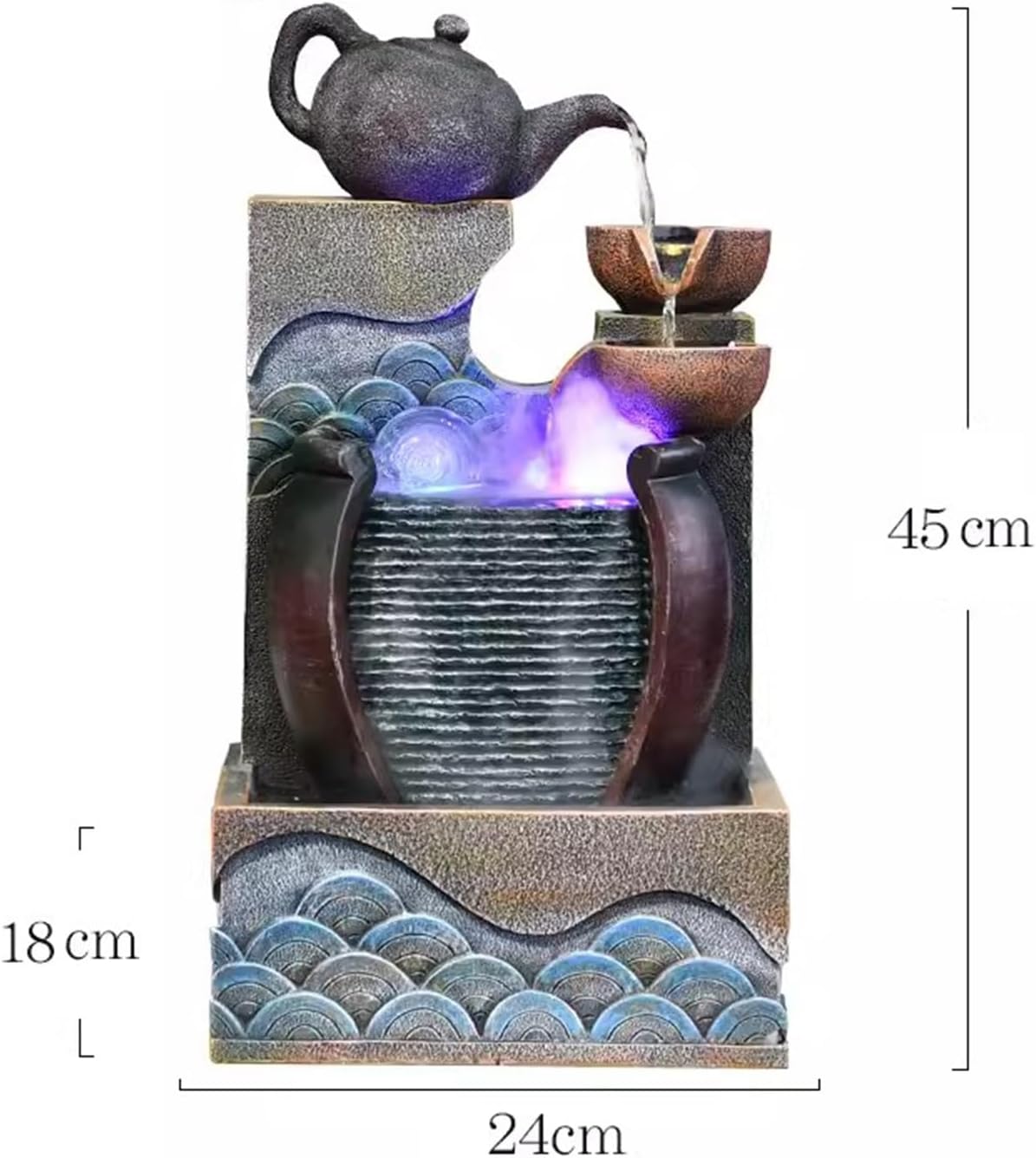 Soothing Tabletop Water Fountain with Tiered Bowls Design
