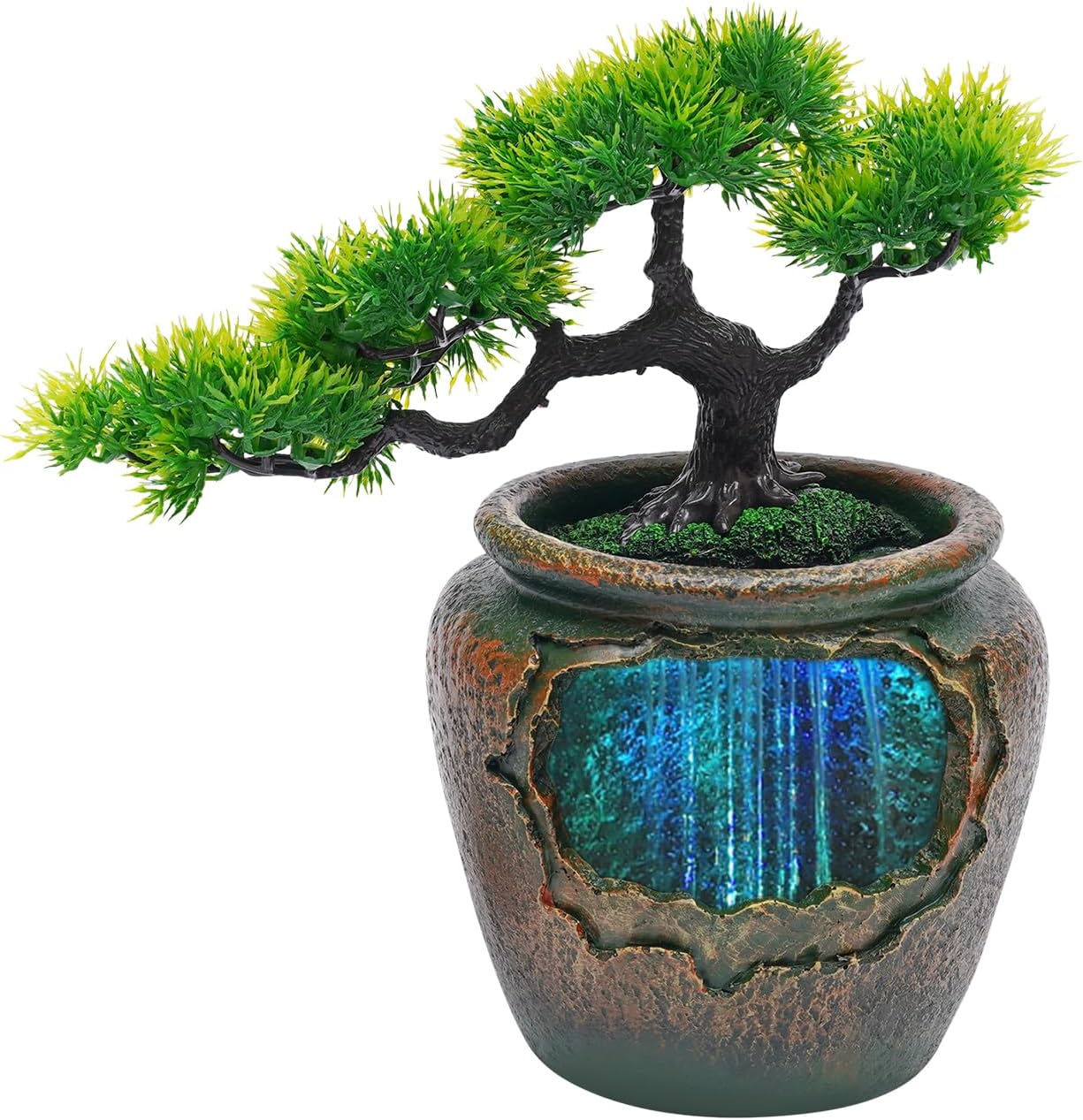 LED Decor Water Fountain Tabletop Indoor Rockery Goldfish Waterfall