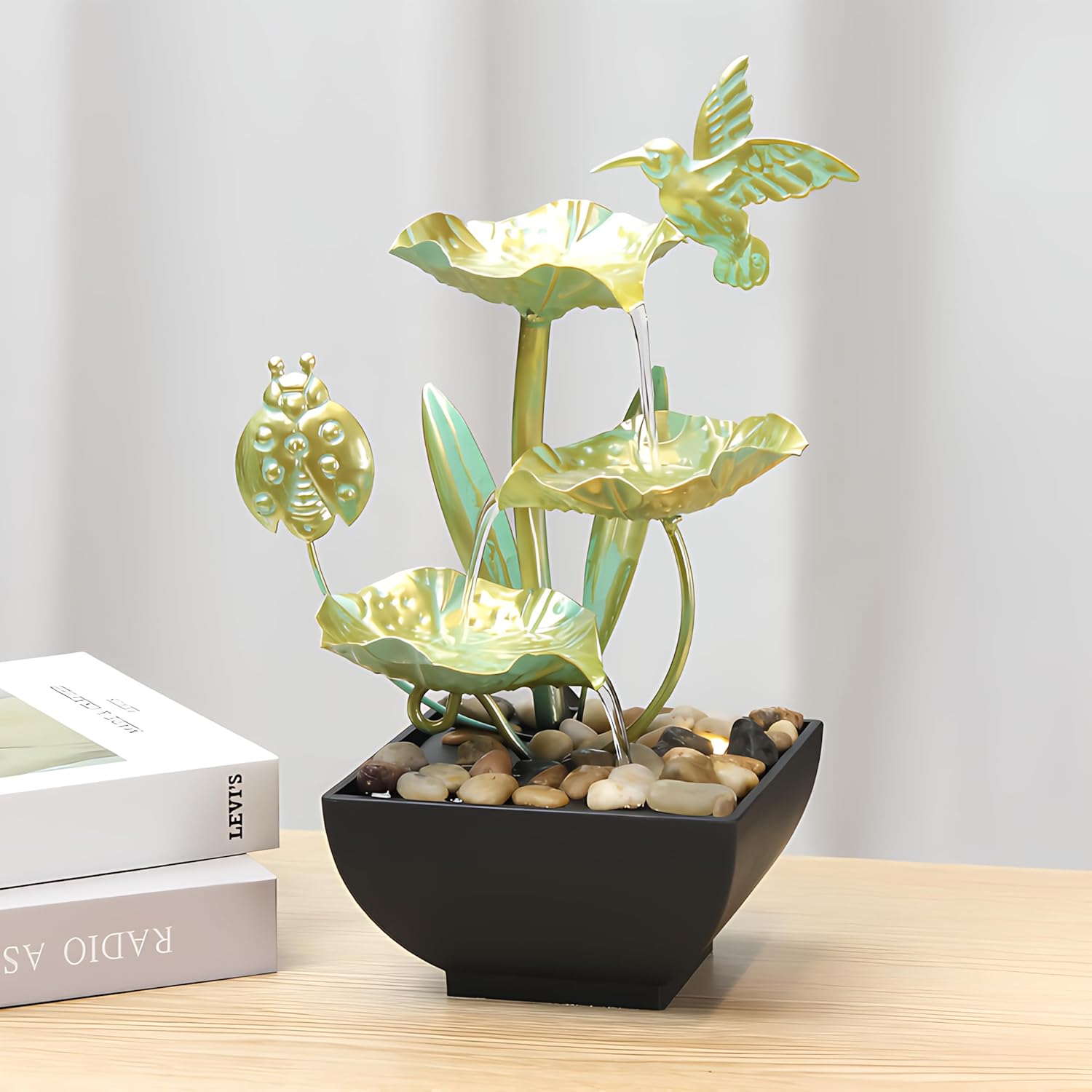 11 Inch Tabletop Water Fountain with LED Light