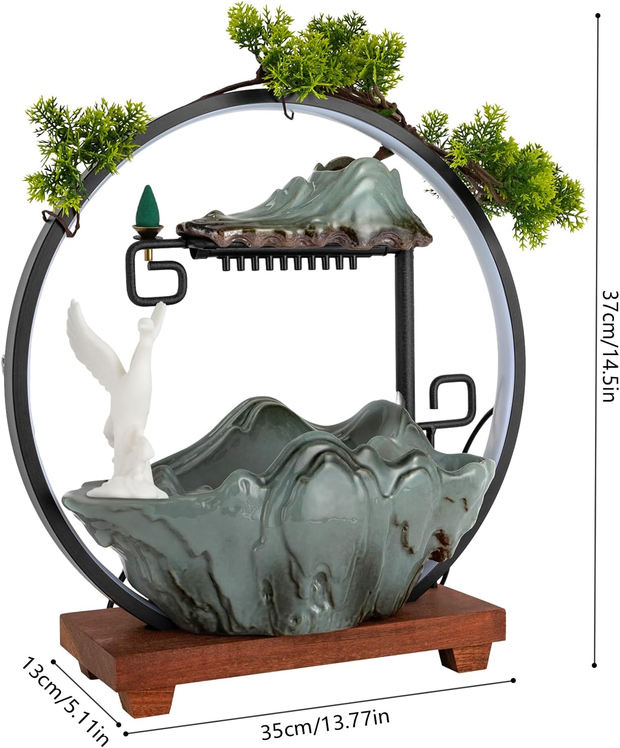Indoor Waterfall Fountain with LED Lights and Pump