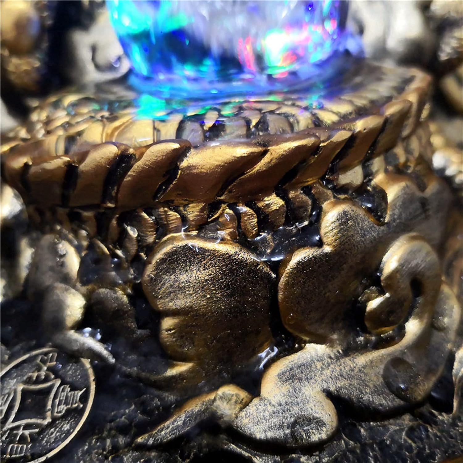 FOKH Tabletop Fountain with LED Light and Waterfall Sound