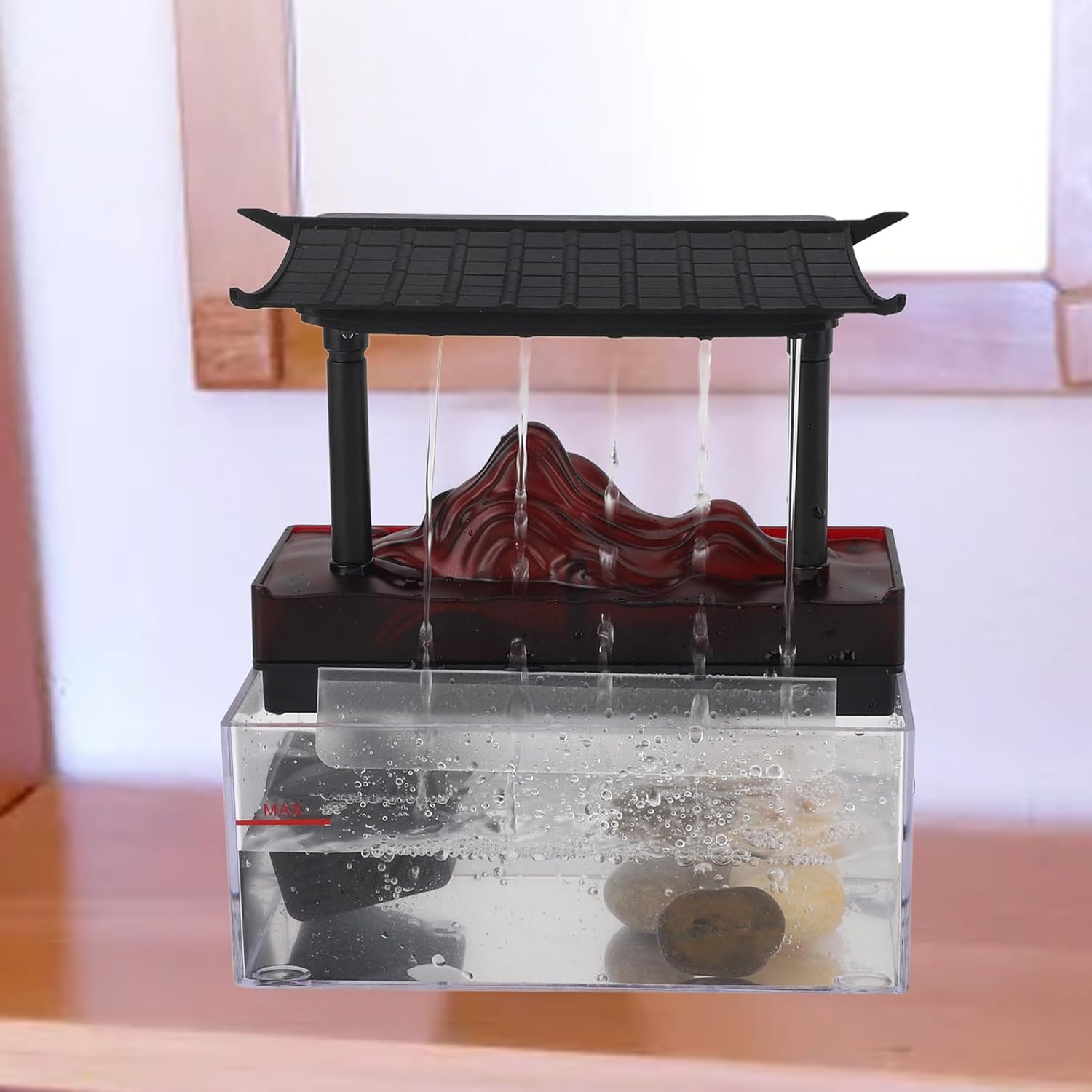 Tabletop Water Fountain with LED Light USB Powered