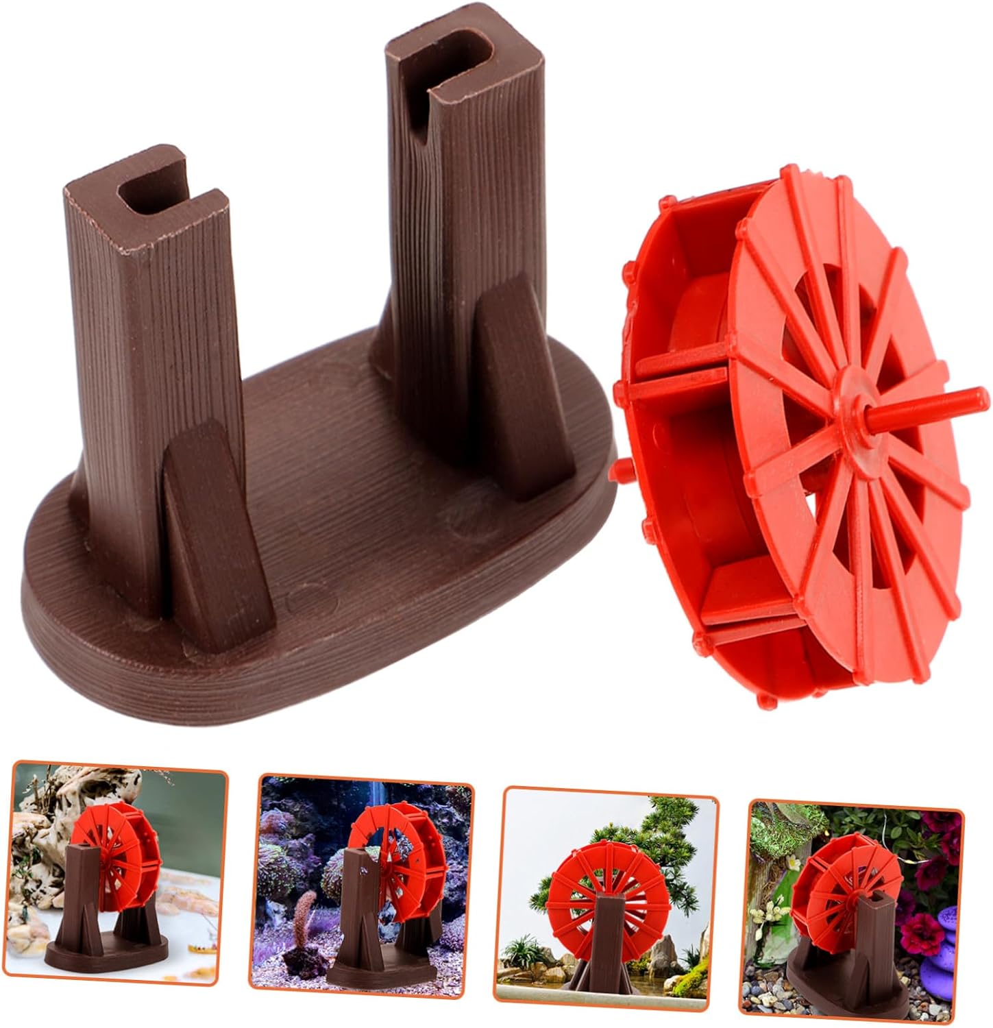 Vintage Style Micro Water Wheel Fountain Decor for Fish Tank and Zen Garden