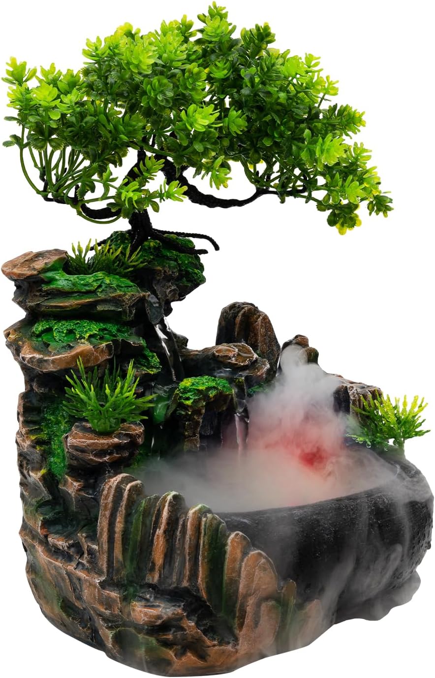 Stylish LED Waterfall Fountain with Atomizer