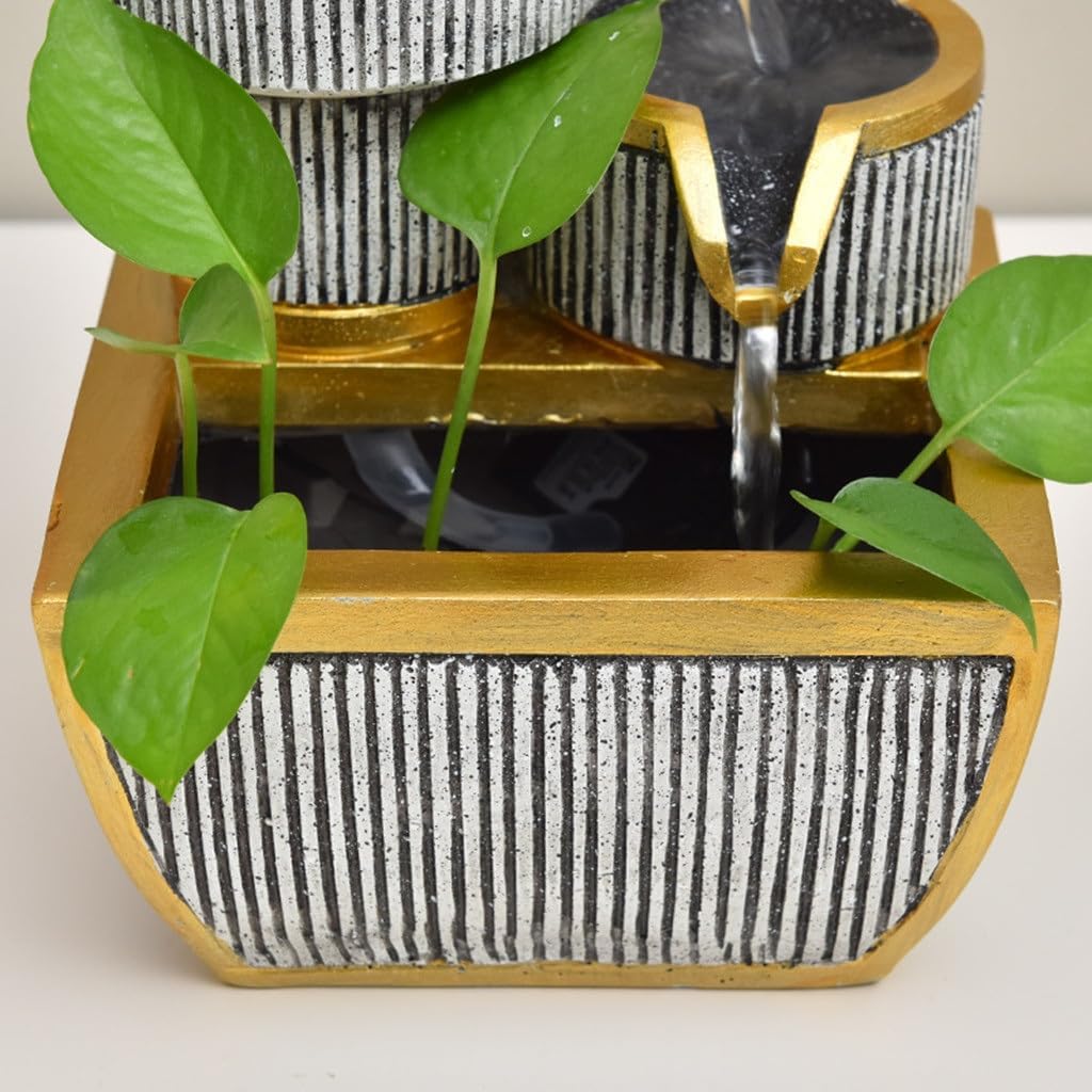 Crystal Water Fountain with Zen Decor for Home Tabletop