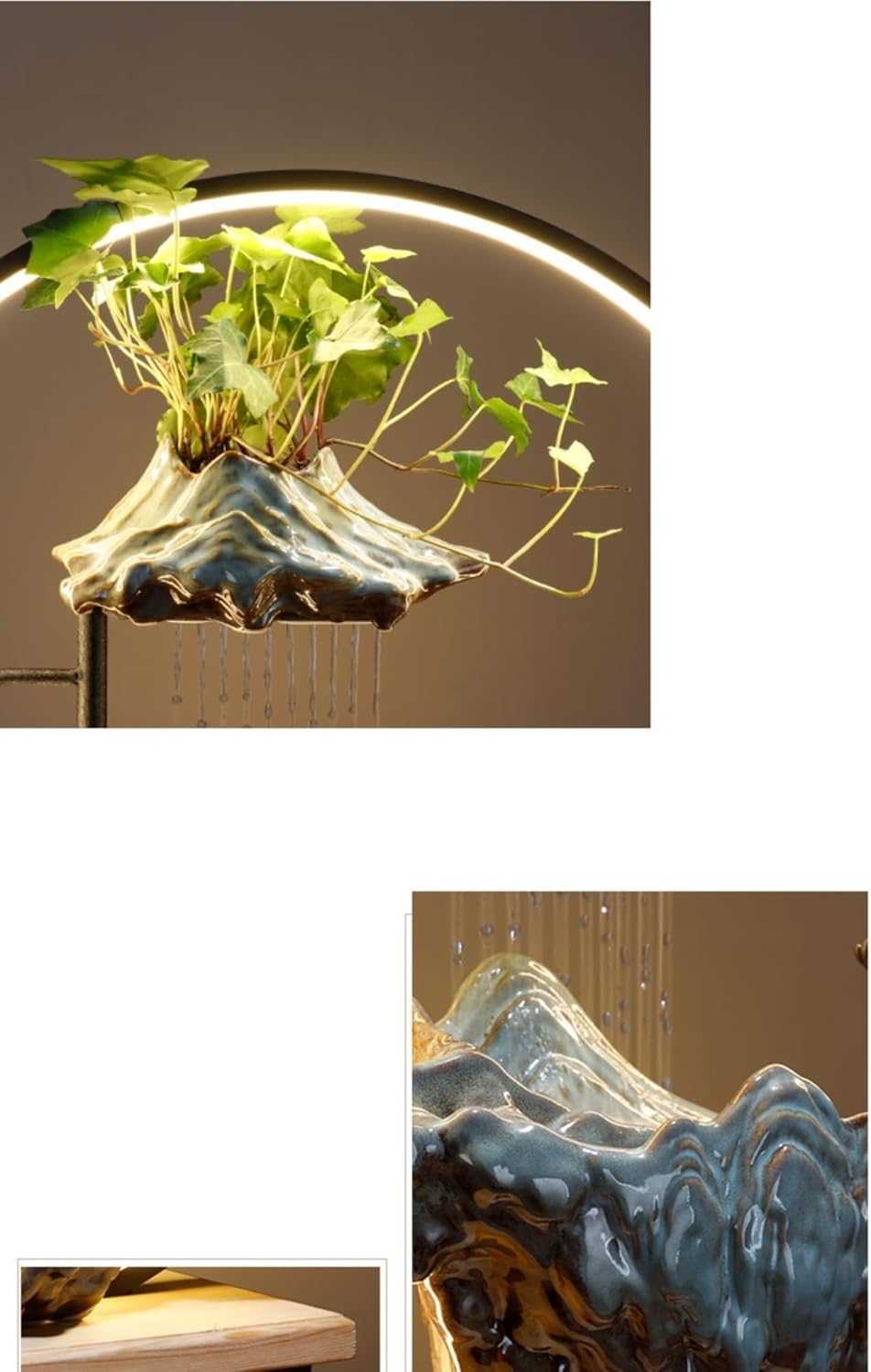 Indoor Water Fountain with Circulating Flow and Humidification