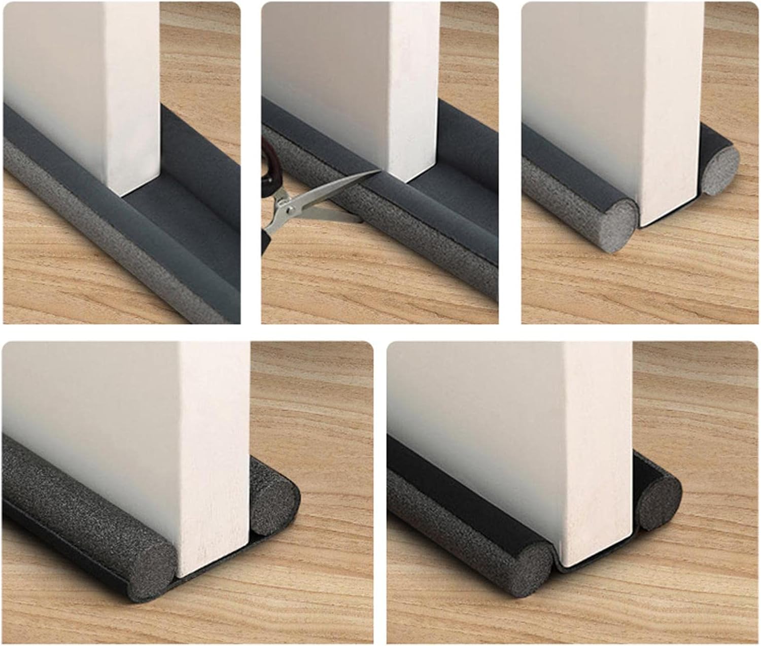 2pcs Gray Door Draft Stopper Soundproof Insulation Doorstop