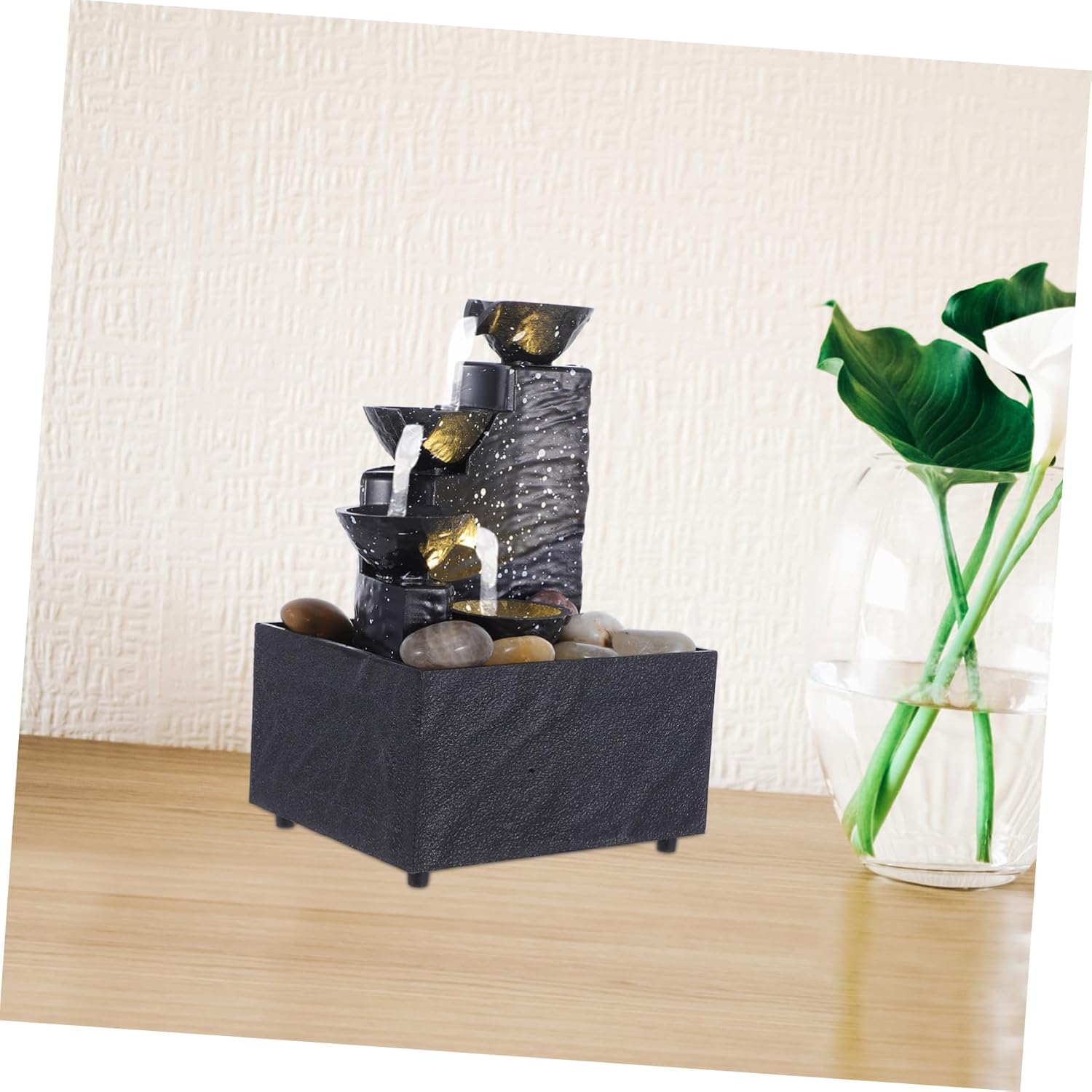 RORPOIR Tabletop Waterfall Fountain Battery Powered Office Decor