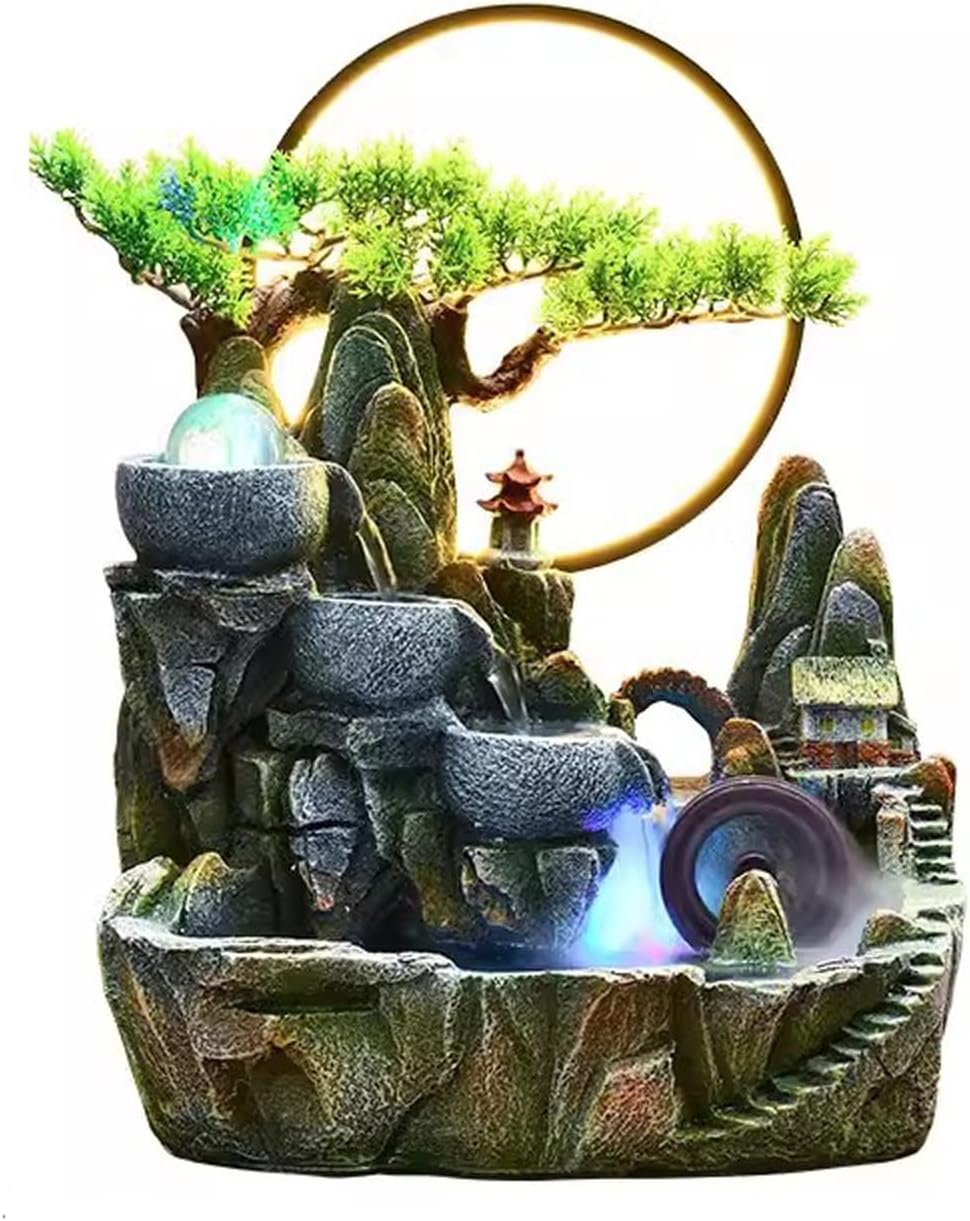 Indoor Fountain with LED Light and Simulated Waterfall