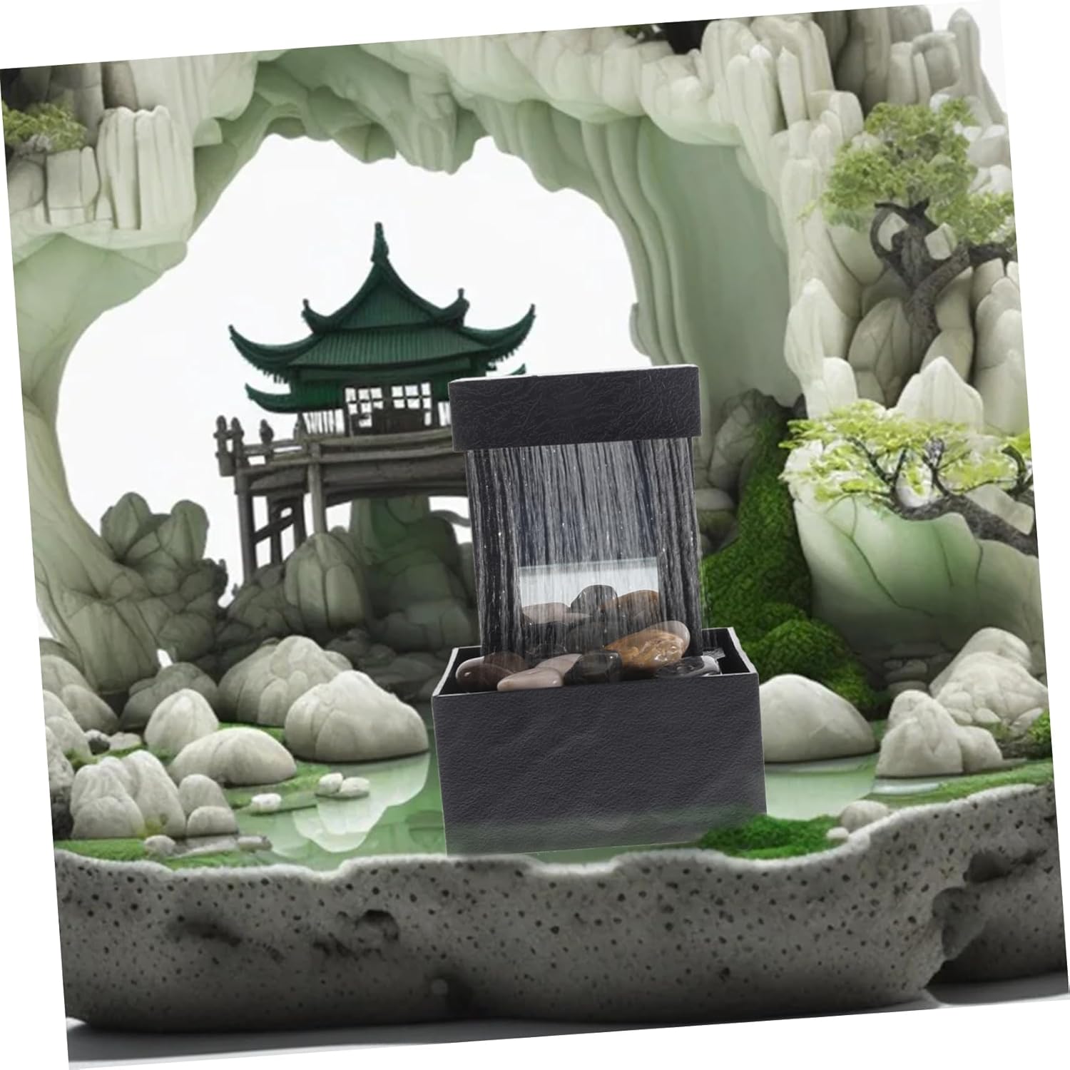 HEALLILY Indoor Water Fountain for Office Zen Desk Decor
