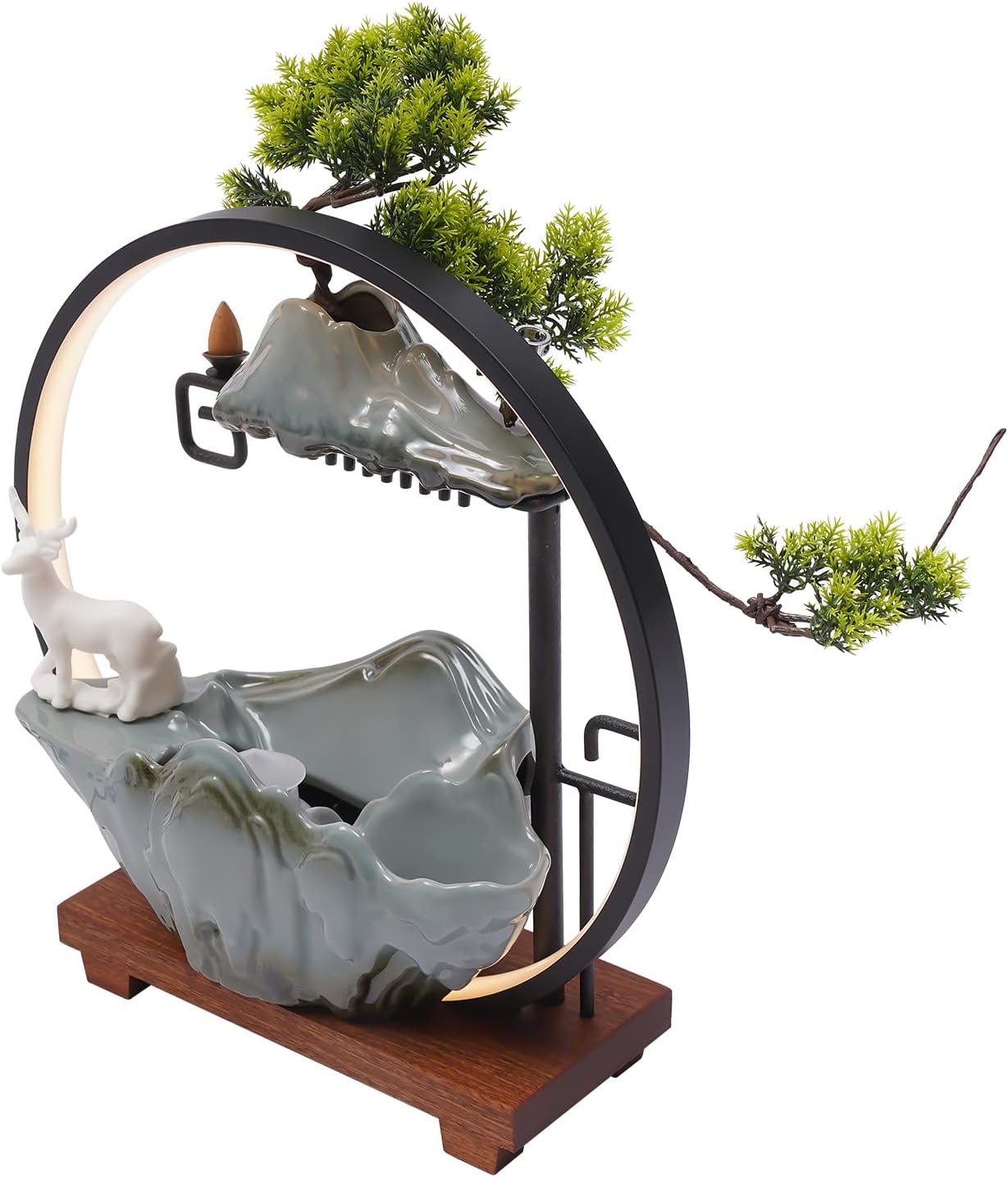 Tabletop Water Fountain with Mist LED and Feng Shui Decor