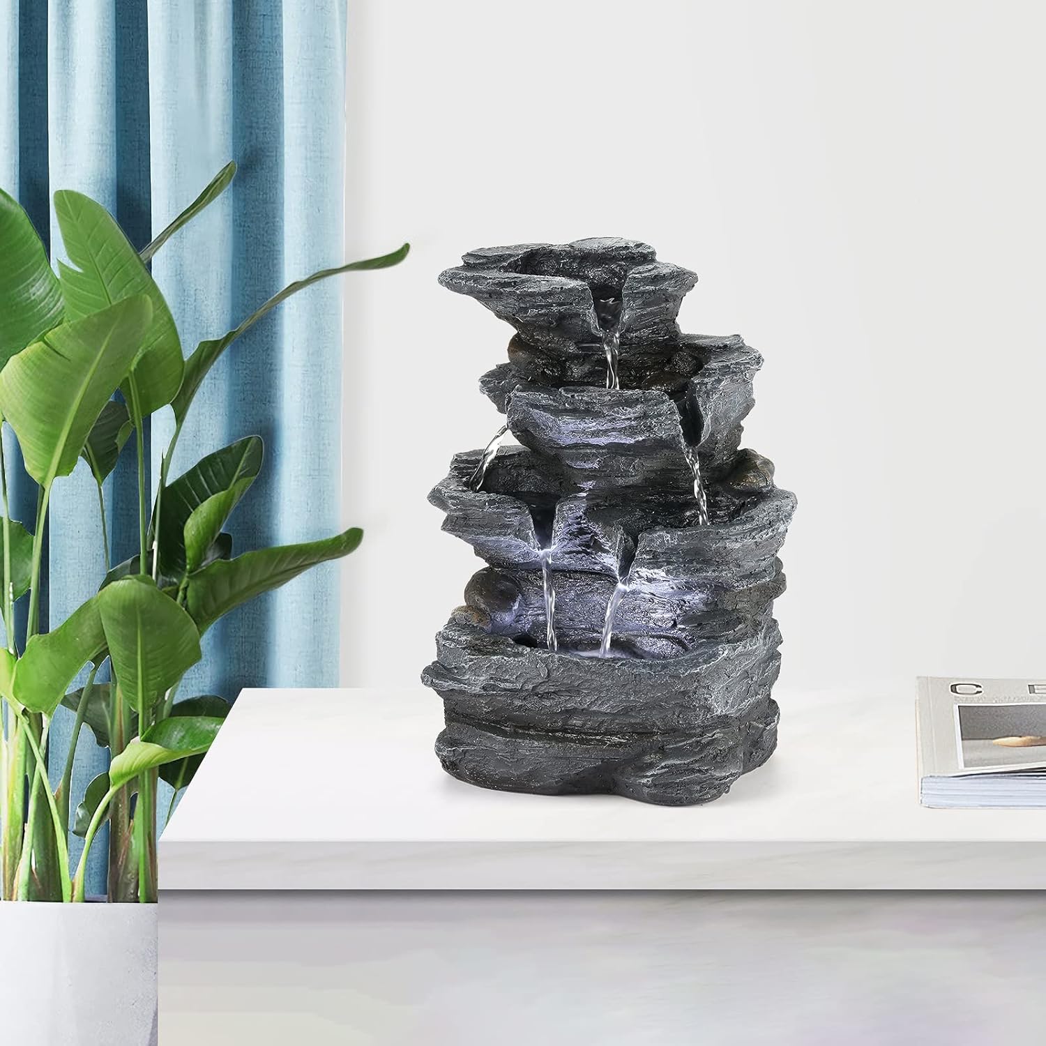 WicheMi Indoor Waterfall Fountain with LED Light 1