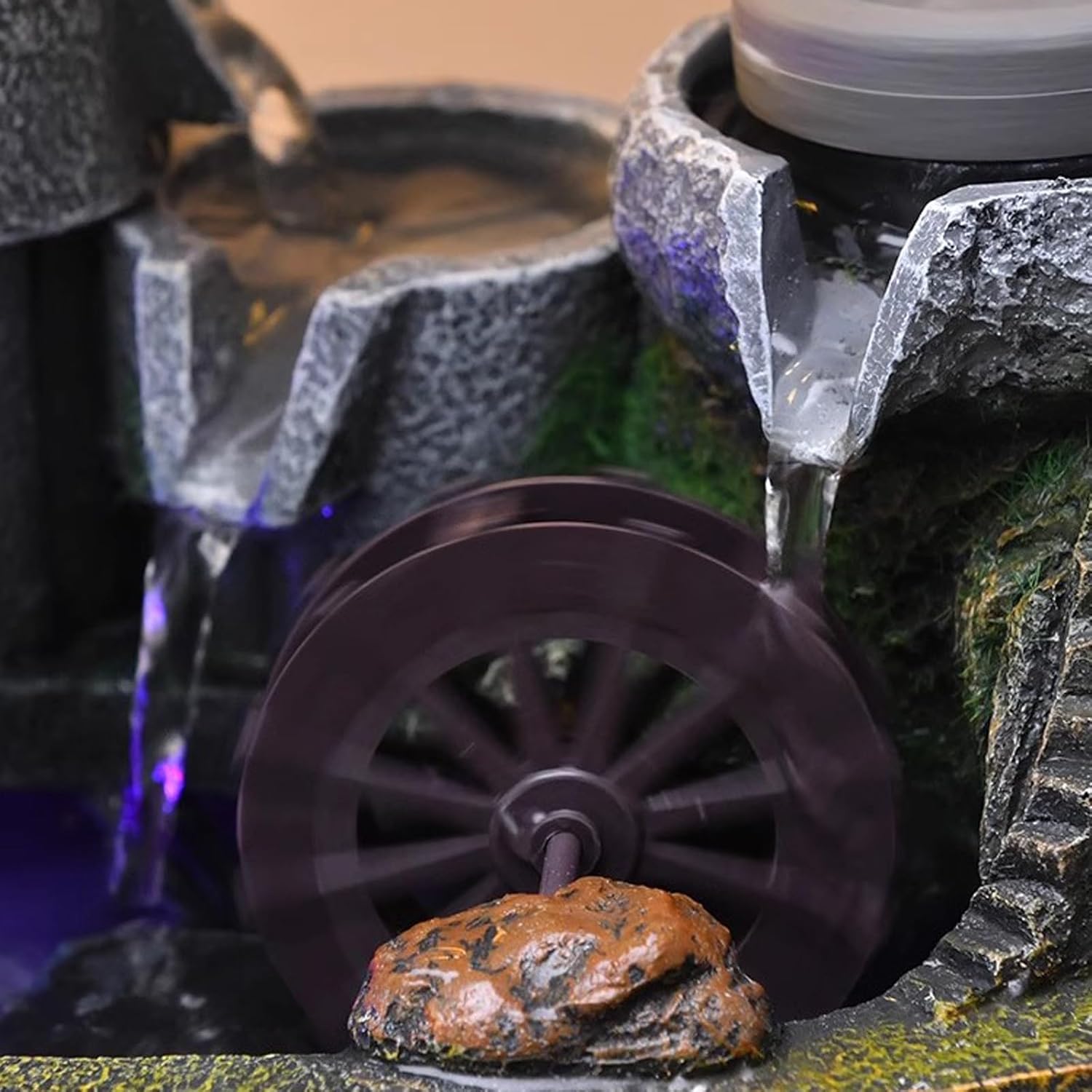 Elegant Desktop Water Fountain with Light and Bonsai