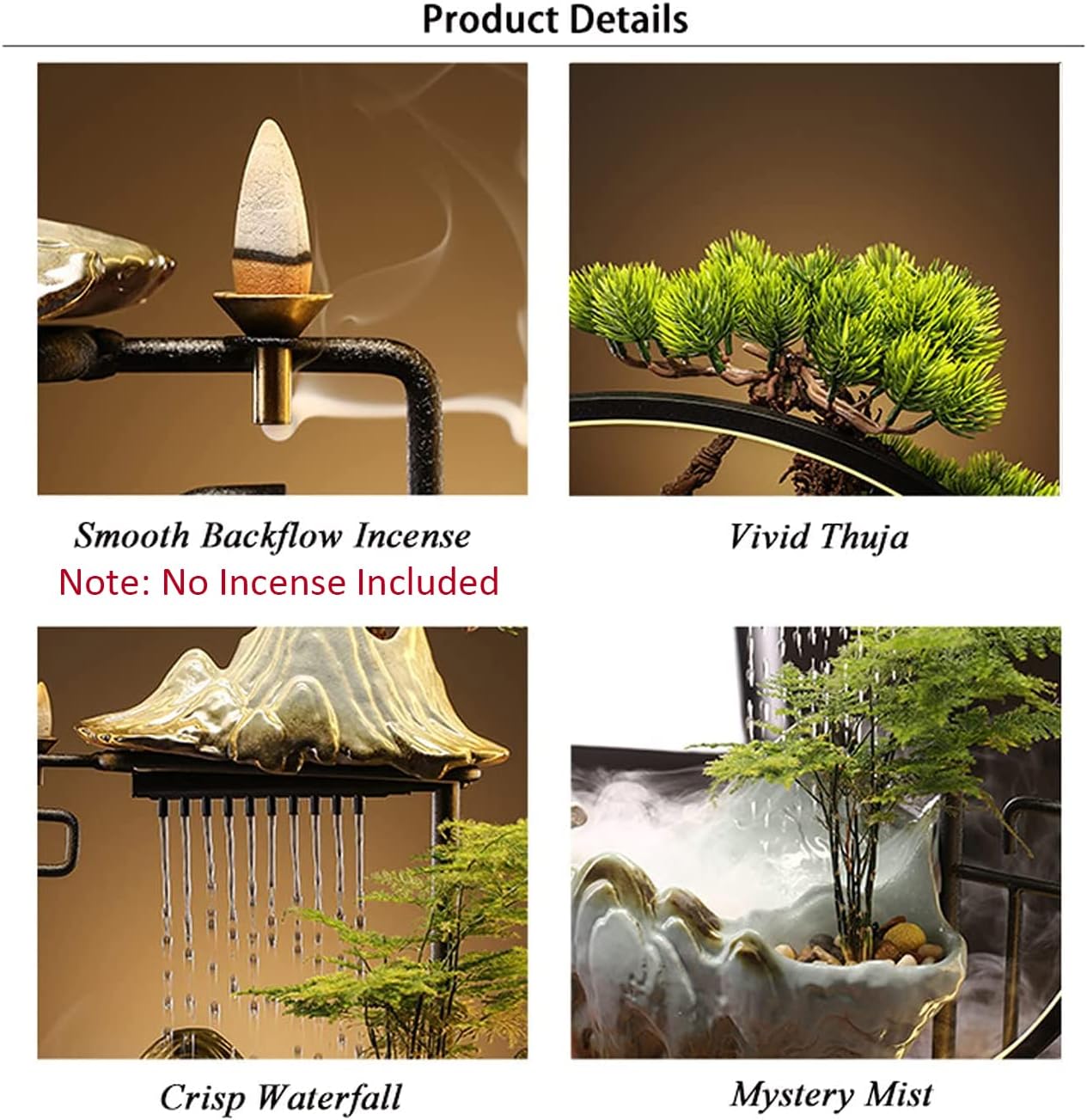 Buddha Water Fountain with Incense Holder and Mist Maker