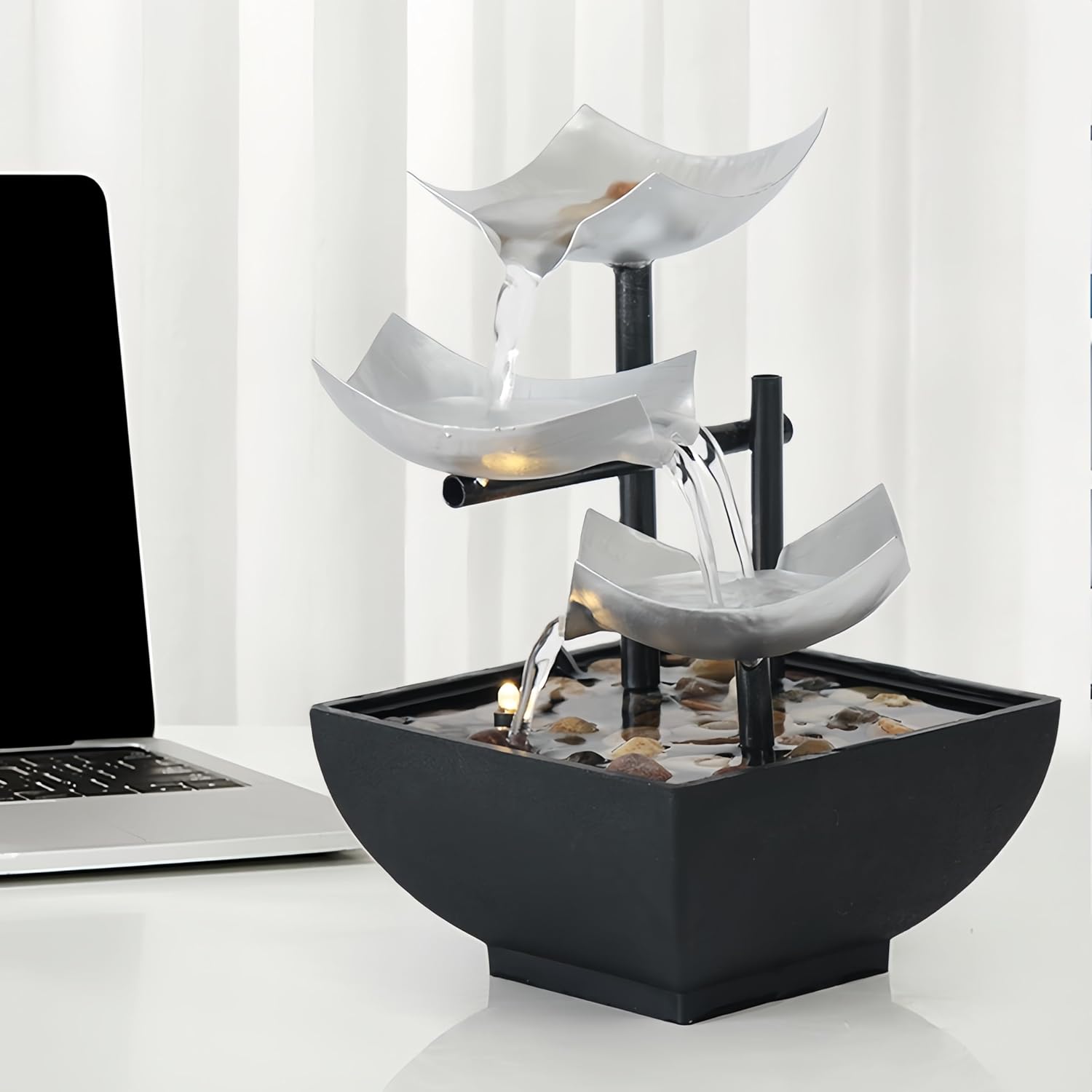 Fengshui Caishen Tabletop Water Fountain for Meditation and Relaxation