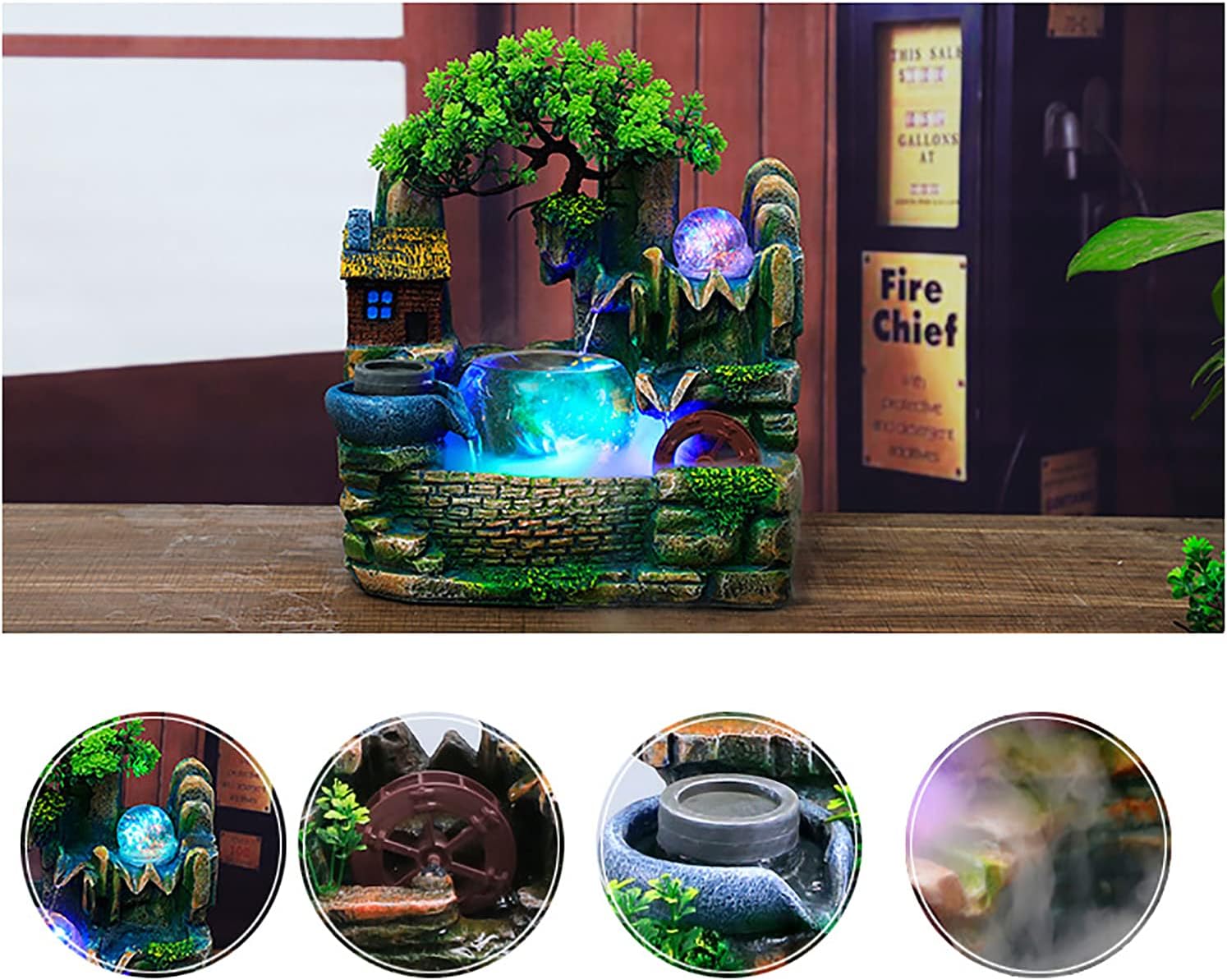 1181 x 787 x 98 Inch Tabletop Fountain with LED Light