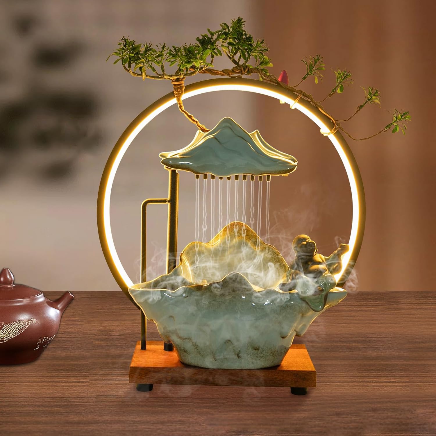 Zen Desktop Water Fountain with LED and Fog