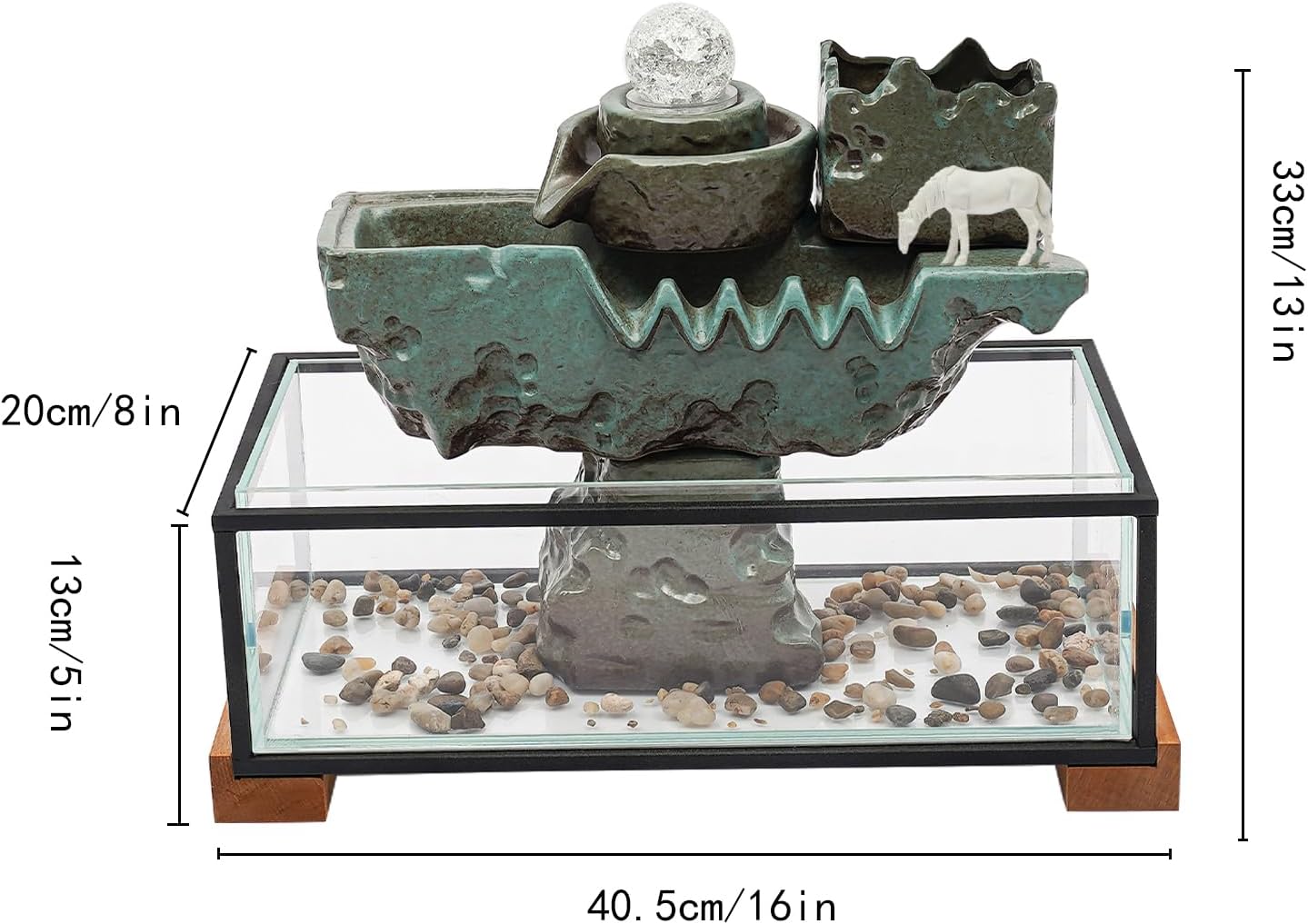 Eco-friendly Tabletop Water Fountain with LED Light and Mist Plants