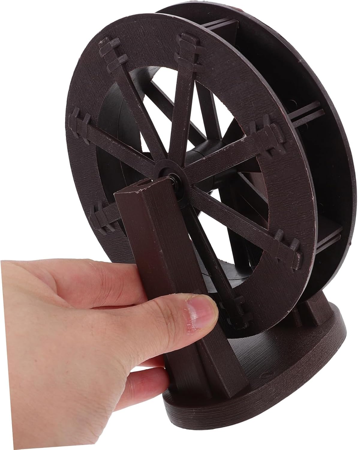 VOSAREA Micro Water Fountain Wheel with Bracket Brown Rustic Design Indoor Decor Accessory