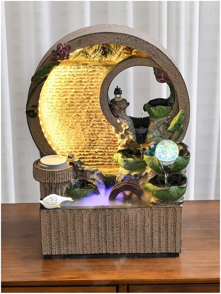 Elegant Indoor Desktop Water Fountain with Lotus Leaf Design