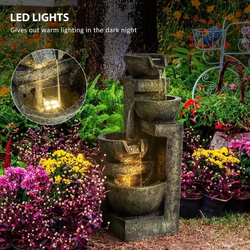 Waterfall Fountain Decor Glazed Pots for Outdoor