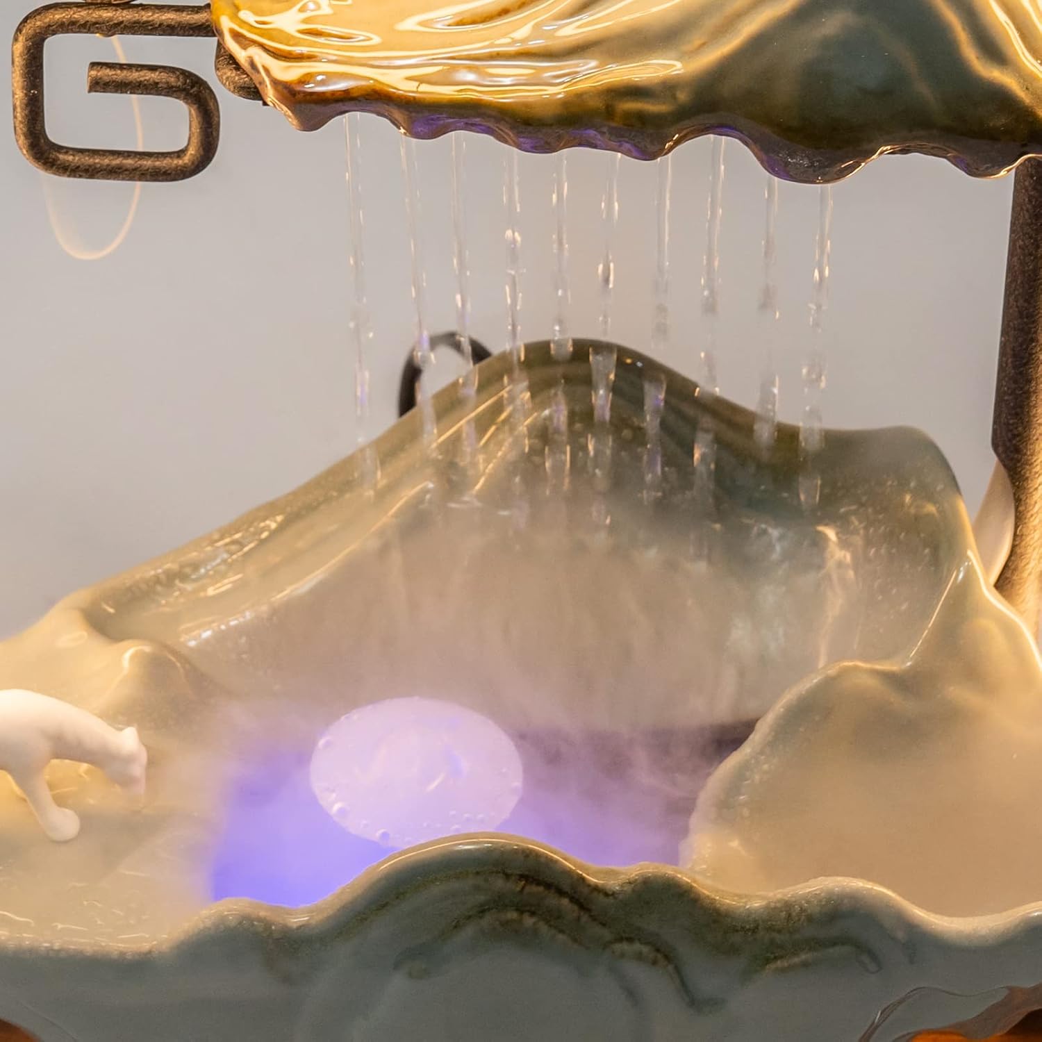 Tabletop Water Fountain with Mist and LED Lighting